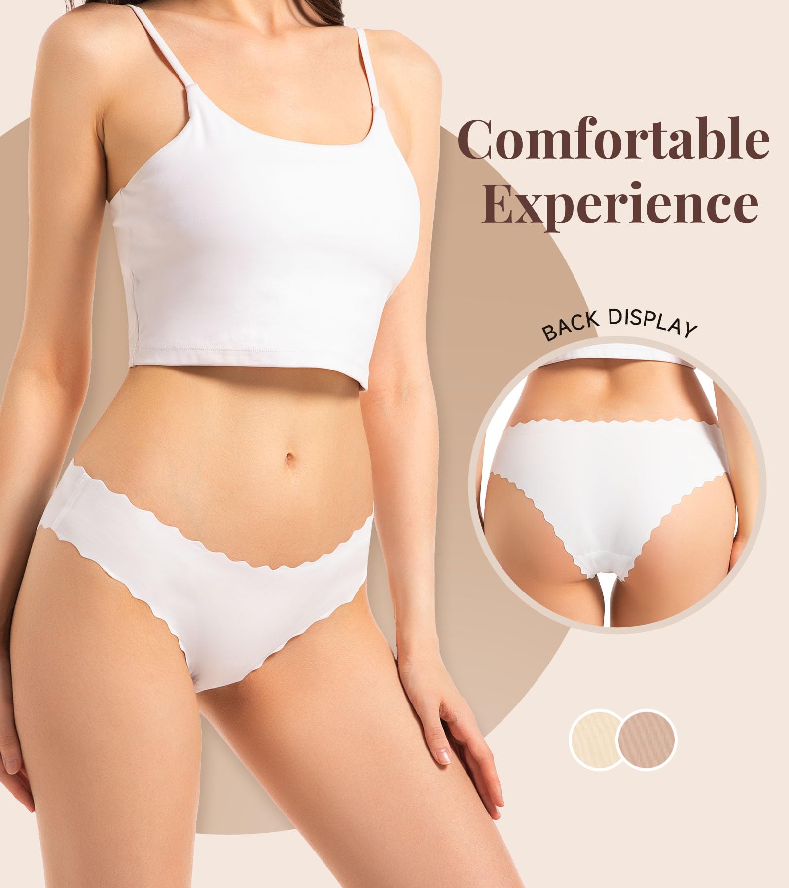 TANSTC Culotte sans Couture Femme Invisible Slip sous-Vêtements Sexy Extensible Confortables Hipster Bikini Culottes Multiple XS-XL, Lot de 6