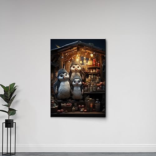 Miniatura 6 de Canvas Print Wall Art Window View of Arctic Penguins in Snow Nature Animals Photography Realism Rustic Scenic Colorful Relax Calm Ultra for Living