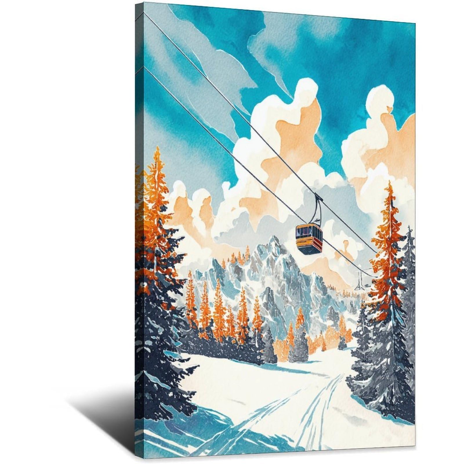 iPuzou Tignes Ski Posters 24x36inch(60x90cm) Vintage Watercolor Canvas Art