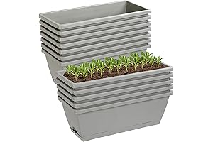 12 Pack 17" Rectangle Plastic Planter Box with Drainage Holes and Trays