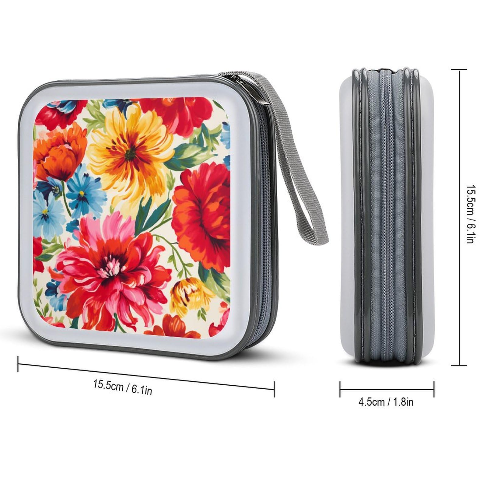 DuduYH Colorful Floral Pattern CD Case DVD Storage Case Portable
