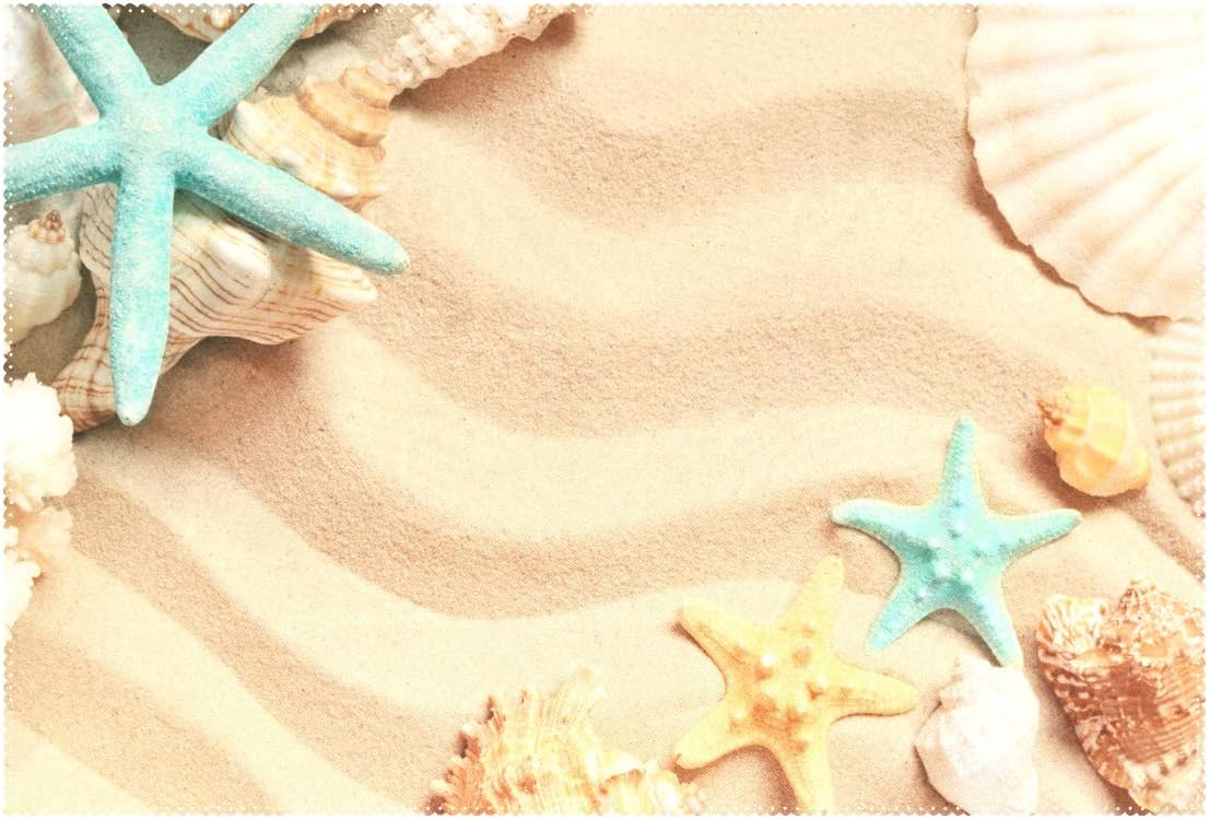 Vawa ランチョンマット おしゃれ 撥水 北欧 貝殻柄 法螺貝 ヒトデ柄 星柄 ビーチ テーブルマット プレースマット 防汚 断熱 大人 子供用 家庭 レストラン用 インテリア 6枚セット 格安saleスタート