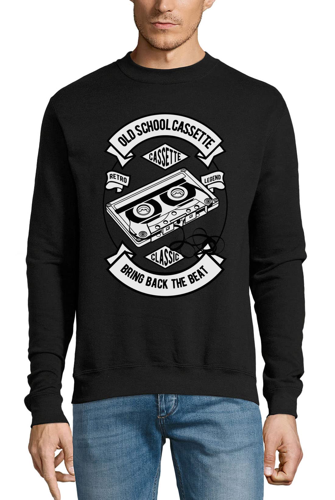 Old School Cassette Bring Back The Beat Sweat-shirt en coton Noir XXXL