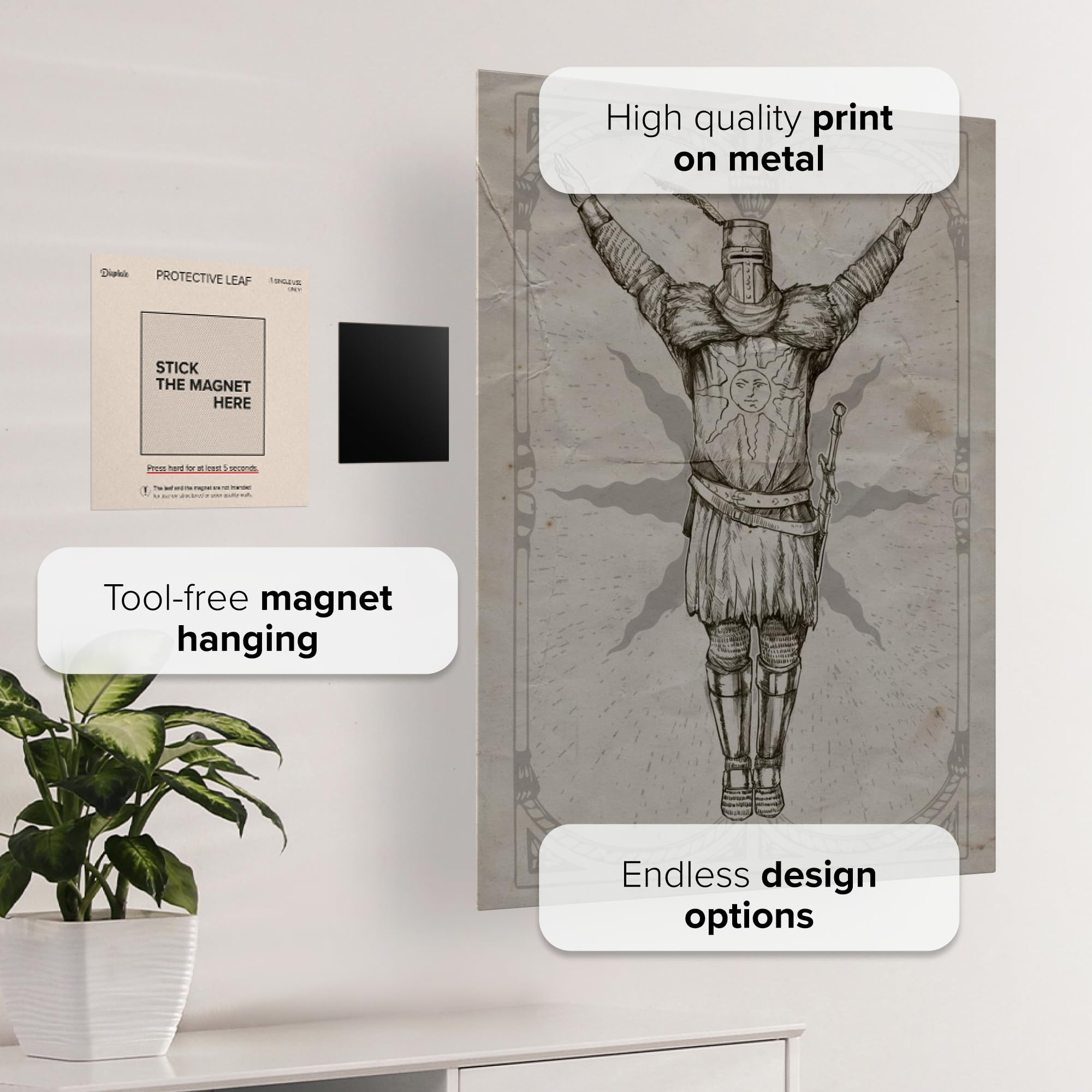 Displate - Poster in metallo – Wall Art – Dark Souls – Lordran – Praise the Sun – Dimensione M – 32 x 45 cm opaco