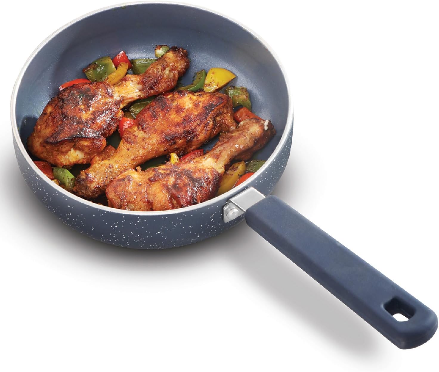 Ceramic Nonstick Induction Frying Pan, 16 cm Diameter, Granite Omlette Egg/Fish Fry Pan, Blue (ICF16)