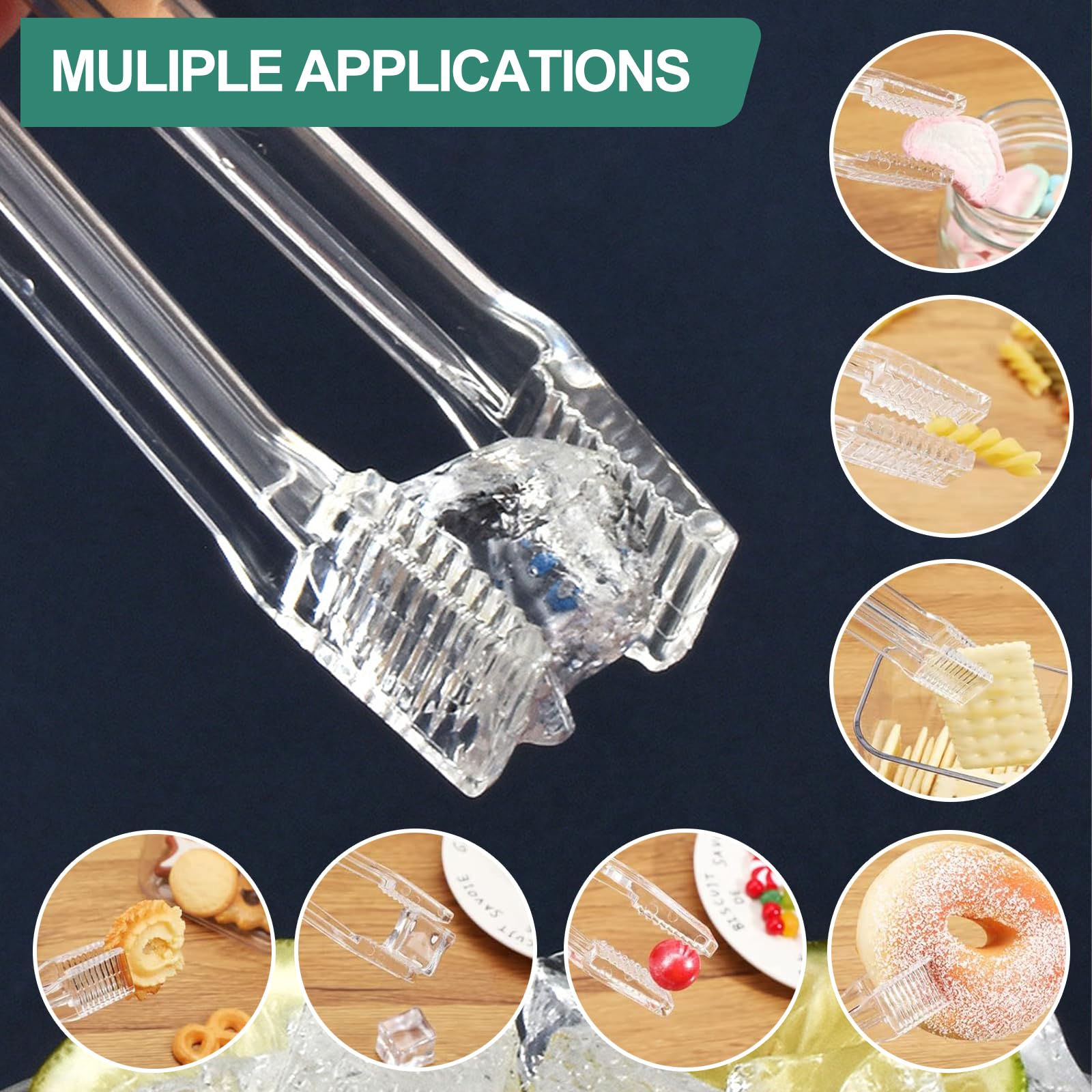 10Pcs Plastic Buffet Serving Tong, Mini Kitchen Tongs, Small Buffet Serving Tongs Set, 6.3 Inch Plastic Buffet Serving Tongs, Clear Kitchen Tongs for Buffet Party Appetizers Dessert - Image 4