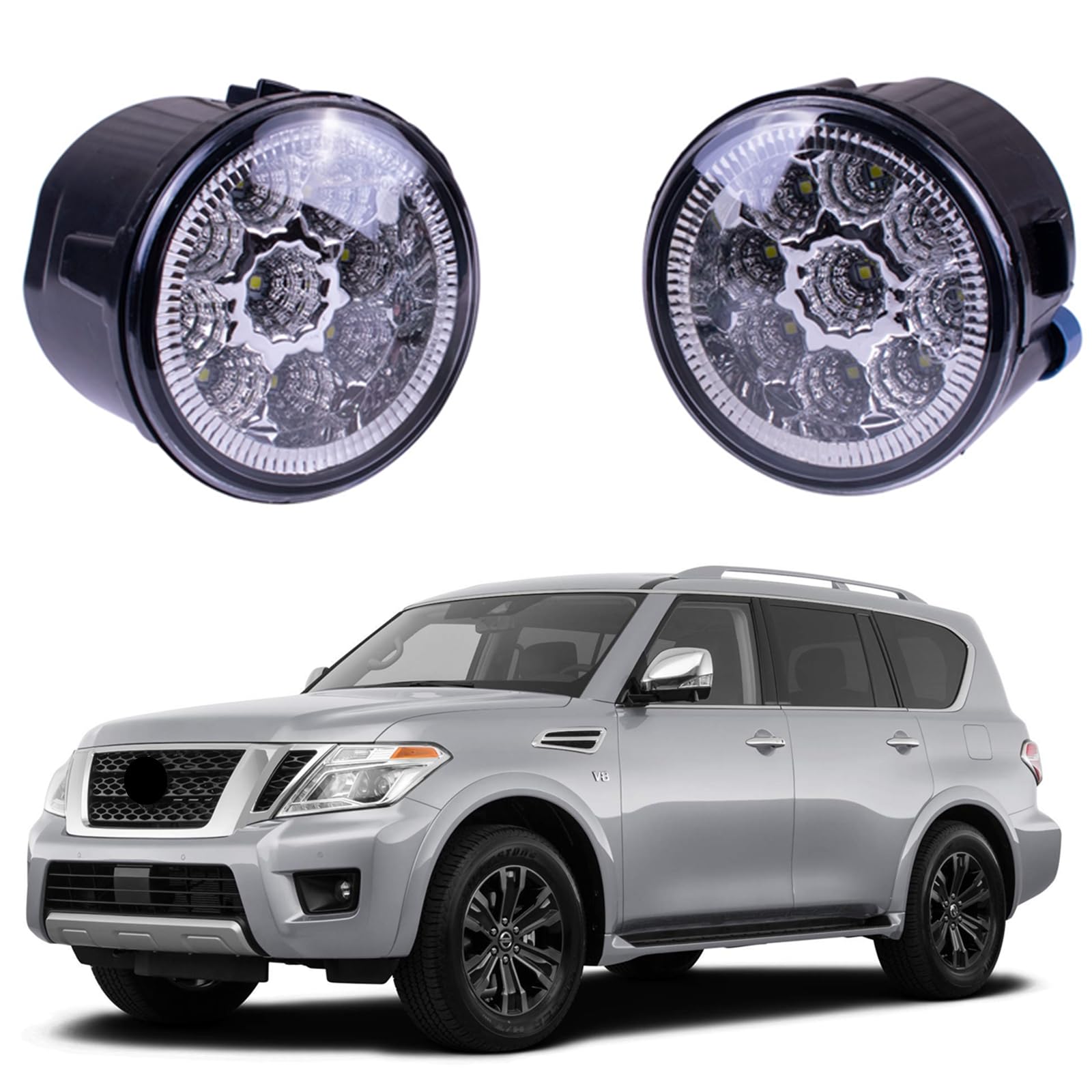 Tiny Force Pair Of Fog Lights Compatible with Nissan Armada Exclusive & Platinum Reserve & Platinum & SL & SV 2017-2020 Replaces 261508990B 261508993B 261508998B 261508992B (9*LED)