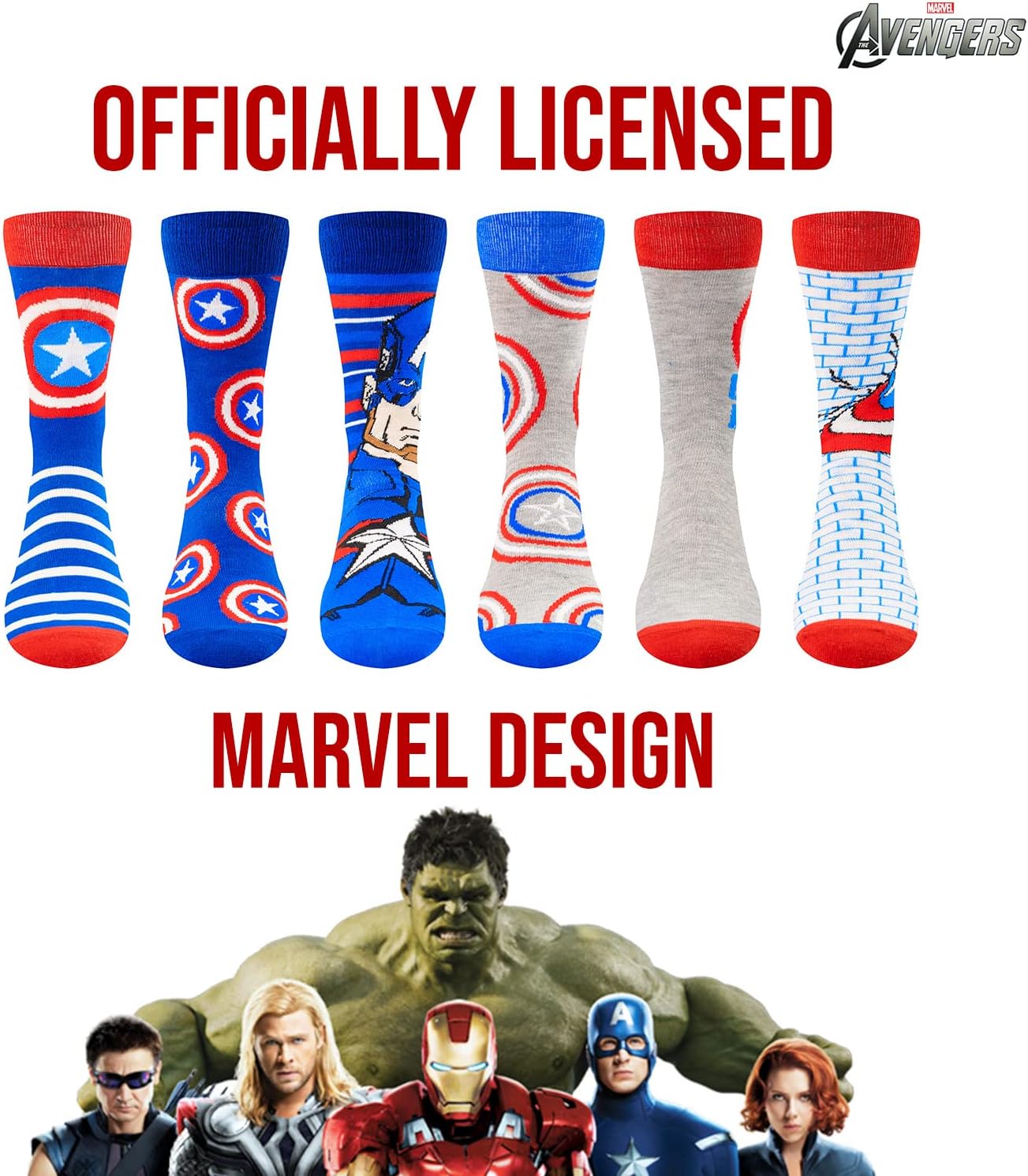 Marvel Legends Socks - 6-Pack for Men & Boys