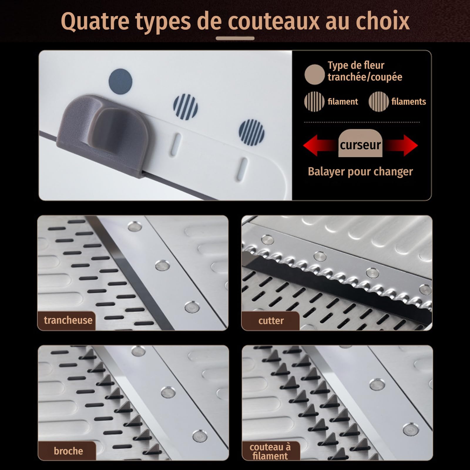 Mandoline de cuisine professionnel mandoline légumes réglable multifonctions acier inoxydable avec pied antidérapant