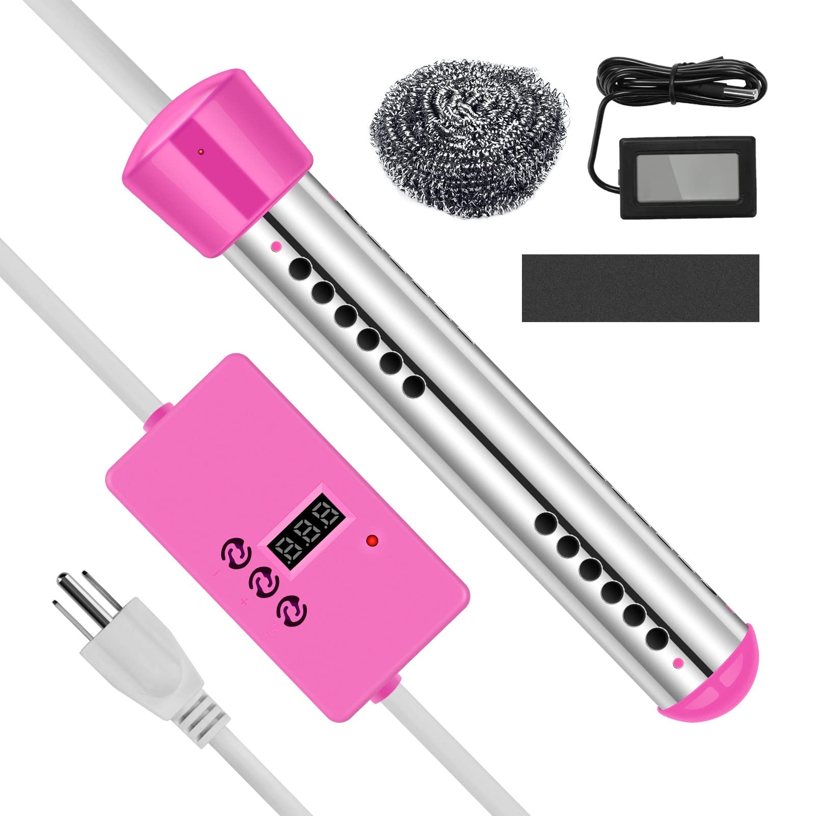 Amazon.com : 1500w 120V Electric Immersion Water Heater with Timer,  Portable Hot Bath Tub Water Warmer, Submersible Inflatable Pool Water  Heating Element, Heat 5 Gallon Water in Minutes for Bucket, Bathtub -Pink :