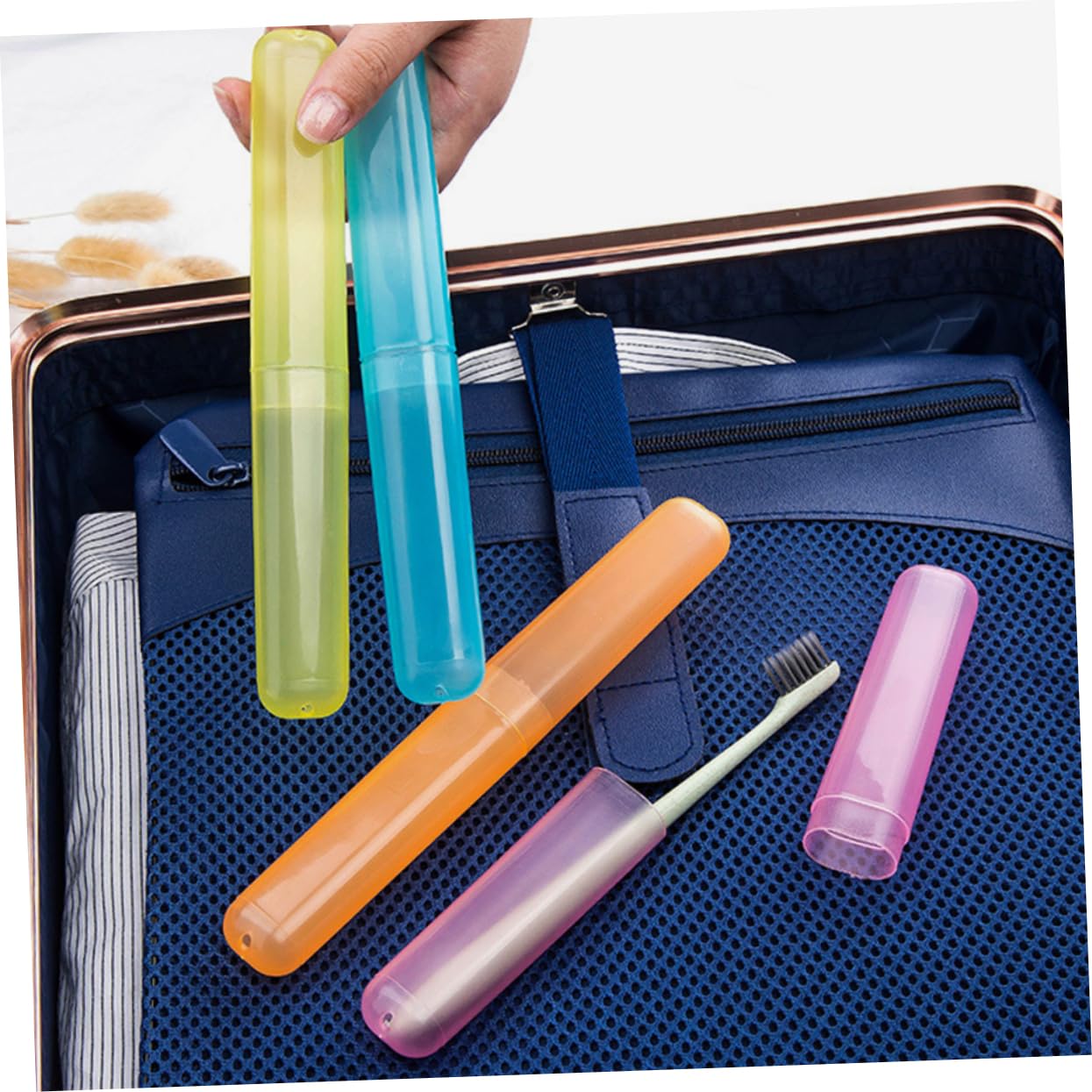 Alipis 4 Set Custodia Per Spazzolino Color Caramello Custodie Da Viaggio Per Spazzolini Da Denti Coperture Per Spazzolini Da Denti Portaspazzolini Porta Dentifricio Pp 21 Pezzi * 4
