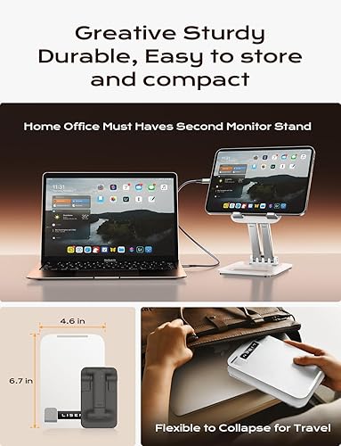 Miniatura 3 de LISEN Soporte para tablet para iPad de escritorio, plegable, para oficina en casa, accesorios de escritorio, viajes, para iPad, dormitorio,