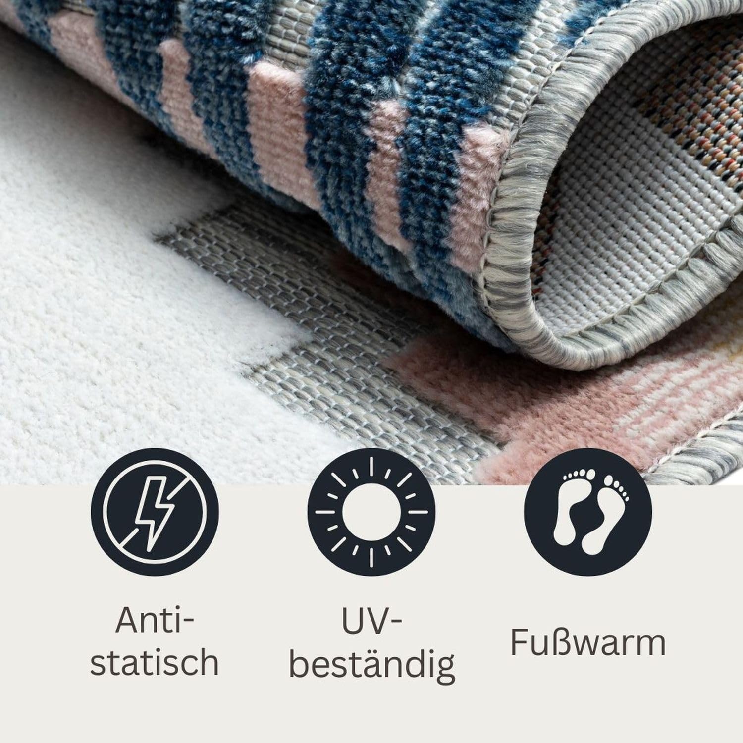 MY-RUG Outdoor Teppich wetterfest 200 x 300 cm, UV beständig & robust für Garten Terrasse, Balkon Küche & Wohnzimmer, kurzflor waschbarer Wohnzimmerteppich, Aurora