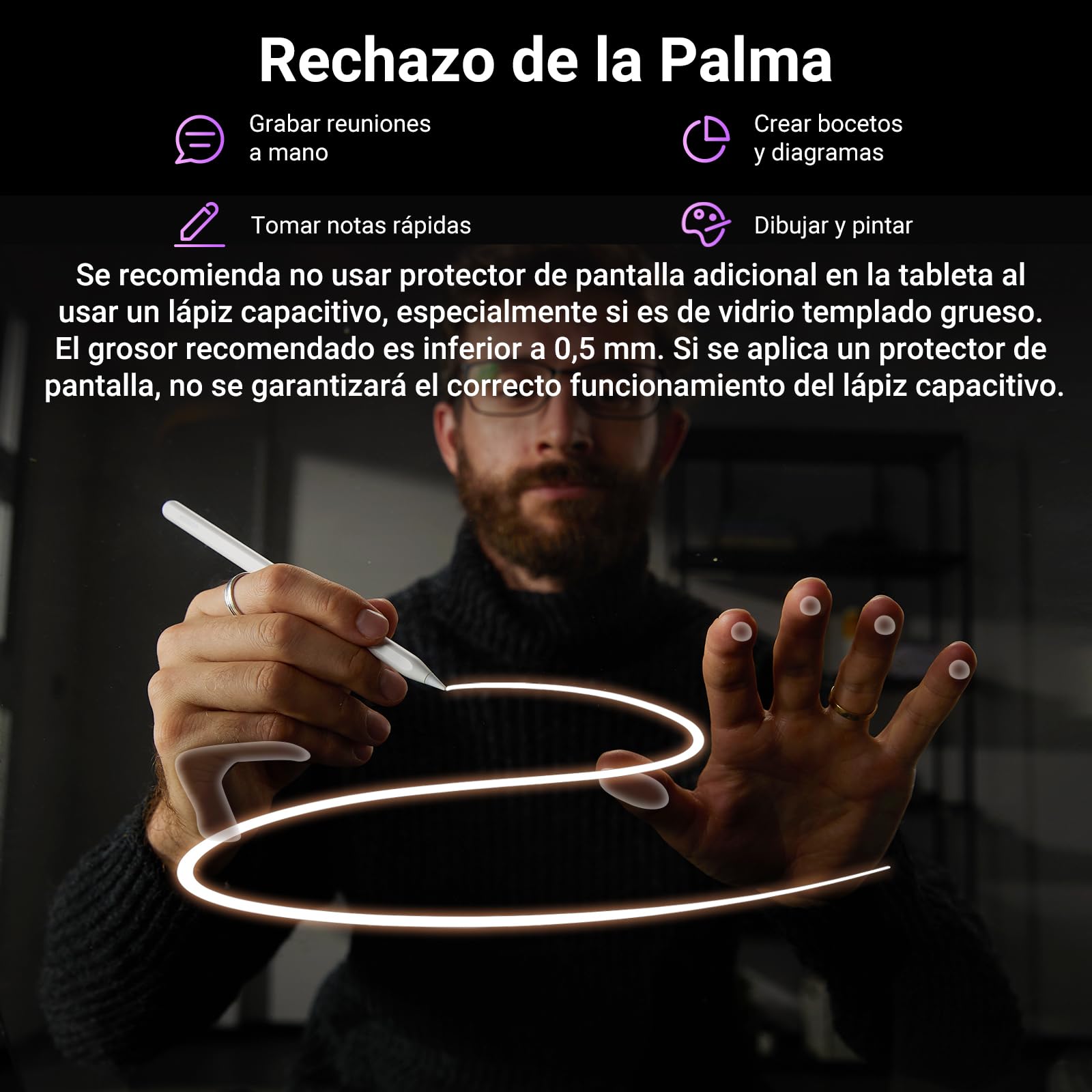 UGREEN Lápiz óptico Magnético, Carga Inalámbrica, Rechazo de Palma, Detección de Inclinación, Lápiz de Alta Precisión Pencil Compatible con iPad Pro de 12,9/11 Pulgadas (2018-2022) Air 4/5 10 Mini 6