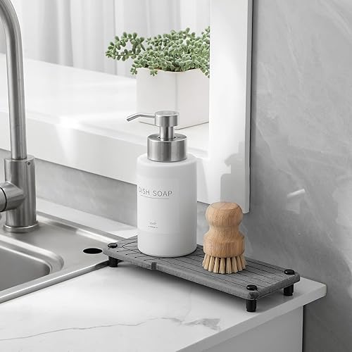 Miniatura 2 de Soporte para esponja de cocina de secado instantáneo, tapete de secado de piedra de tierra de diatomeas, organizador de encimera de baño, bandeja