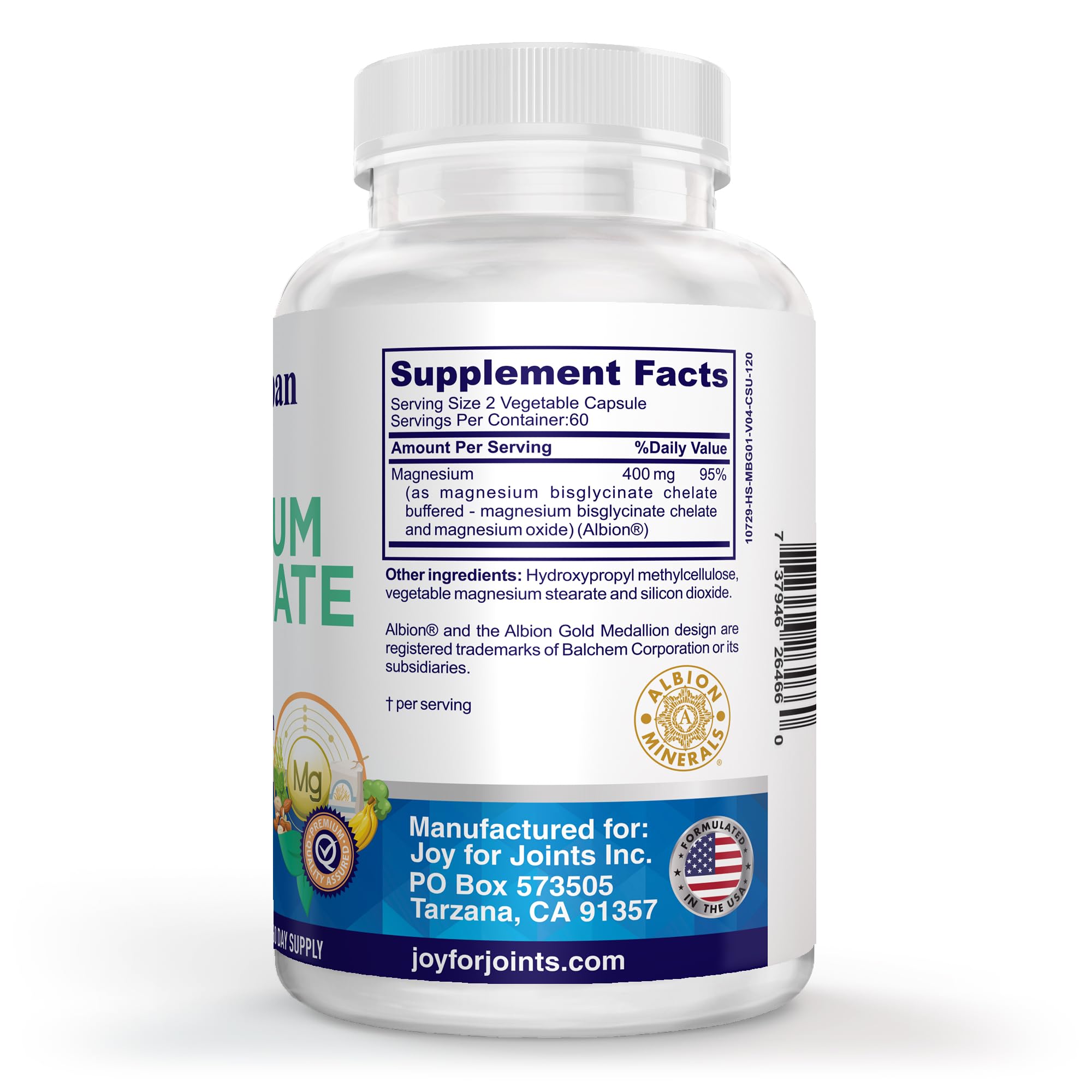 Magnesium Glycinate 400mg, Chelated Magnesium Bisglycinate for Relaxation and Sleep Aid, Extra Strength with Magnesium Oxide, Gentle on Stomach, Vegan, 120 Capsules, Made in USA — Amazon image 8