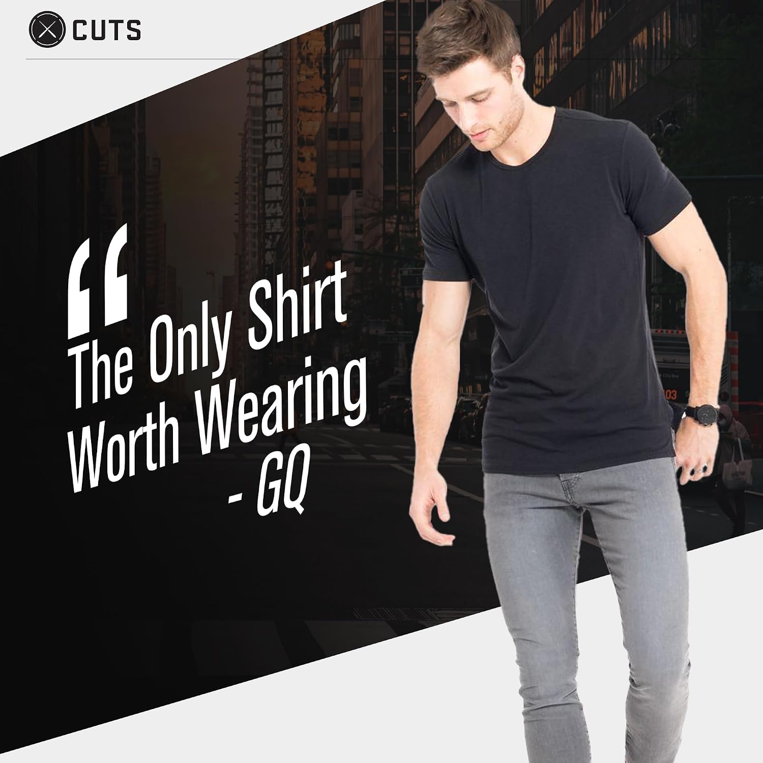 Cuts Clothing Men's Premium AO Crew Neck Casual Short Sleeve T-Shirt | Classic Split-Hem | PYCA Pro Soft Fabric image 5