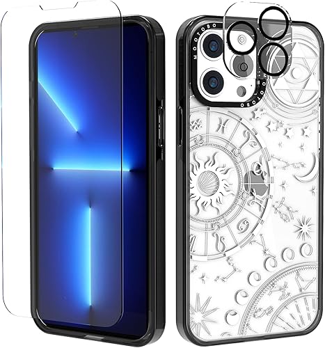 Mootobo Funda 4 en 1 para iPhone 13 Pro Max con protector de pantalla  protector de lente TPU transparente borde de parachoques delgado a la moda a disponible en Yaxa Colombia