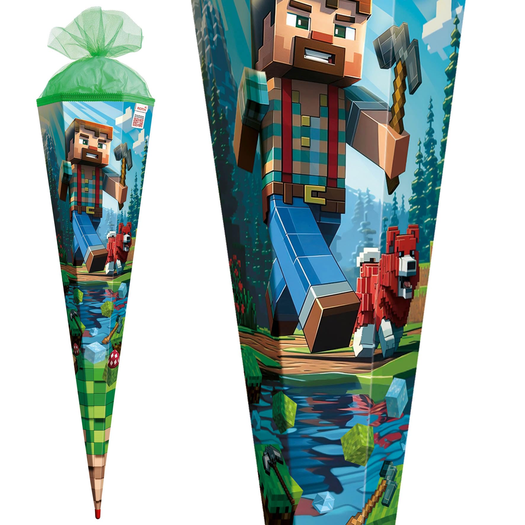 ROTH Motiv-Schultüte, Block Game, 85 cm, eckig, Rot(h)-Spitze, Tüllverschluss