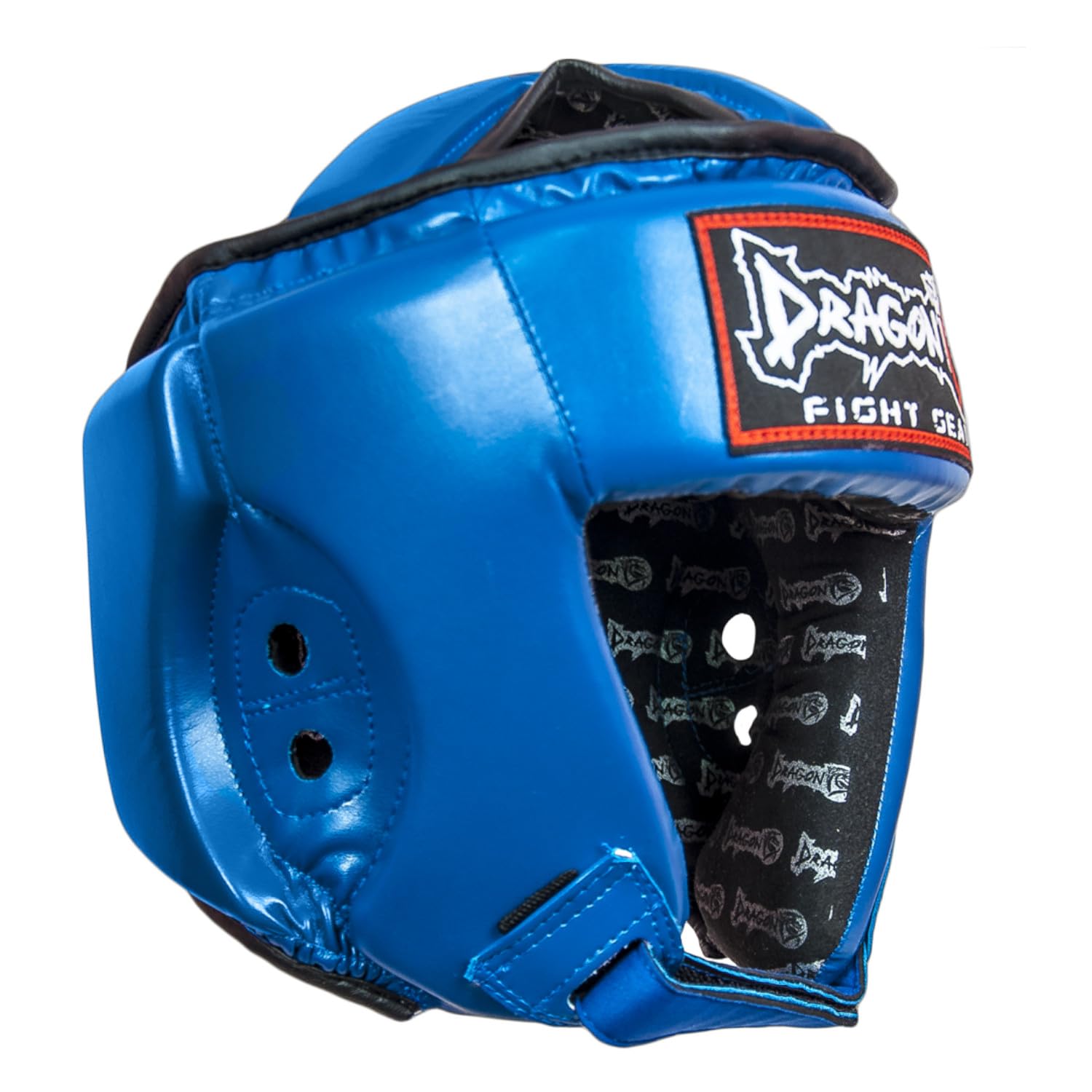 Dragondo 11785-P ochrona głowy do kickboxingu i Muay Thai – zamknięty kask bokserski z ochroną policzków i górnej części głowy, certyfikat CE, czarny/czerwony/niebieski