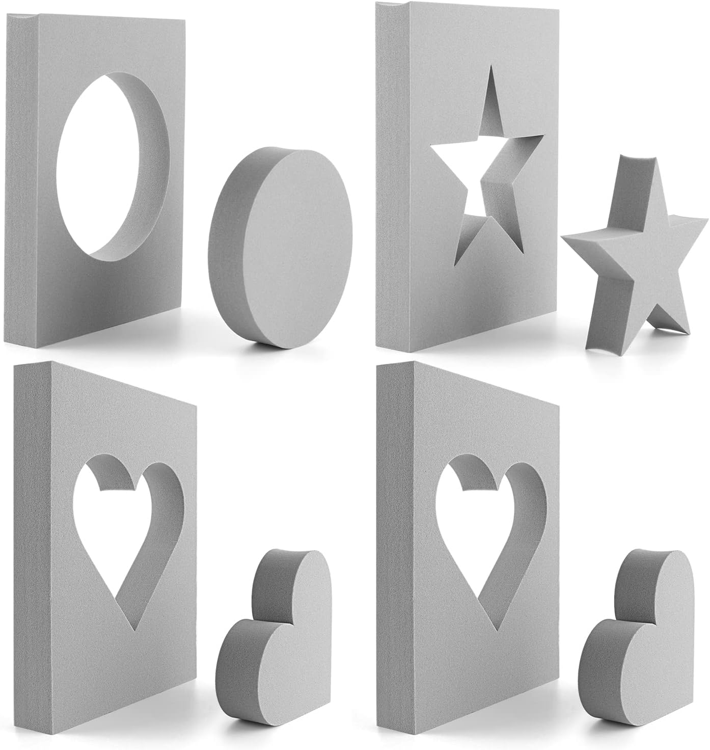 OTCRAFT 4 Pcs Heart Star, Circle Stamping Foam Grey Moldable Foam