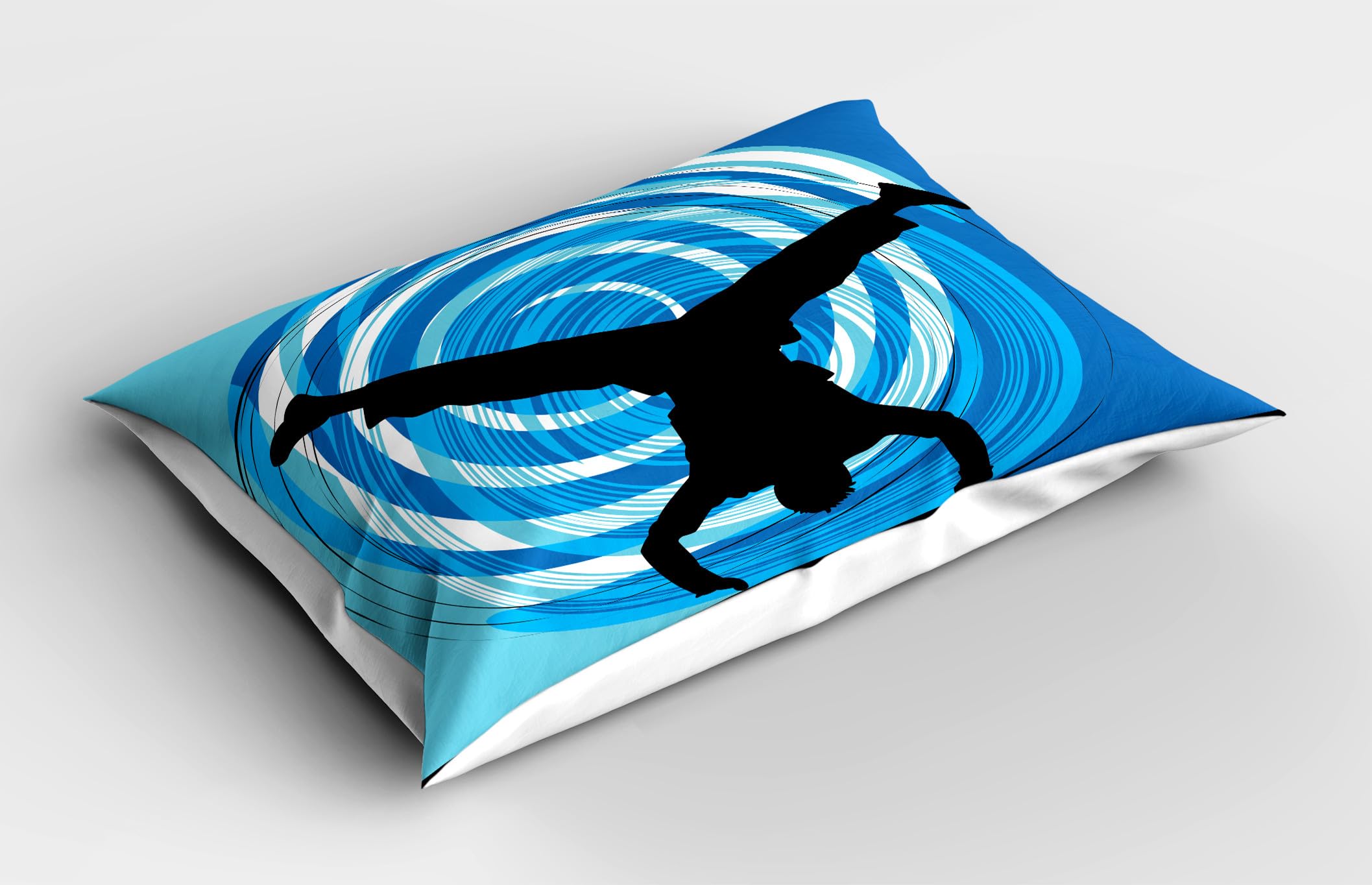 Ambesonne Hip Hop Pillow Sham Set of 2, Boy Doing Head Spin on The Floor Illustration with Abstract Backdrop, Quality Microfiber Bedding Item for All Seasons, 30