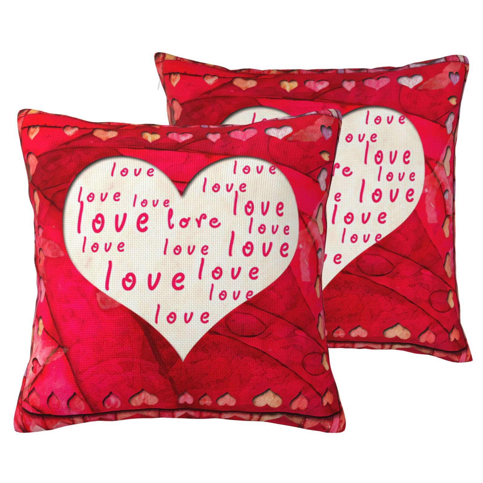 Housses de coussin imprimé cœurs rouges déco canapé salon moderne