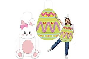 2 Easter Bunny Aprons for Women - Pocket Funny Egg Shaped Apron