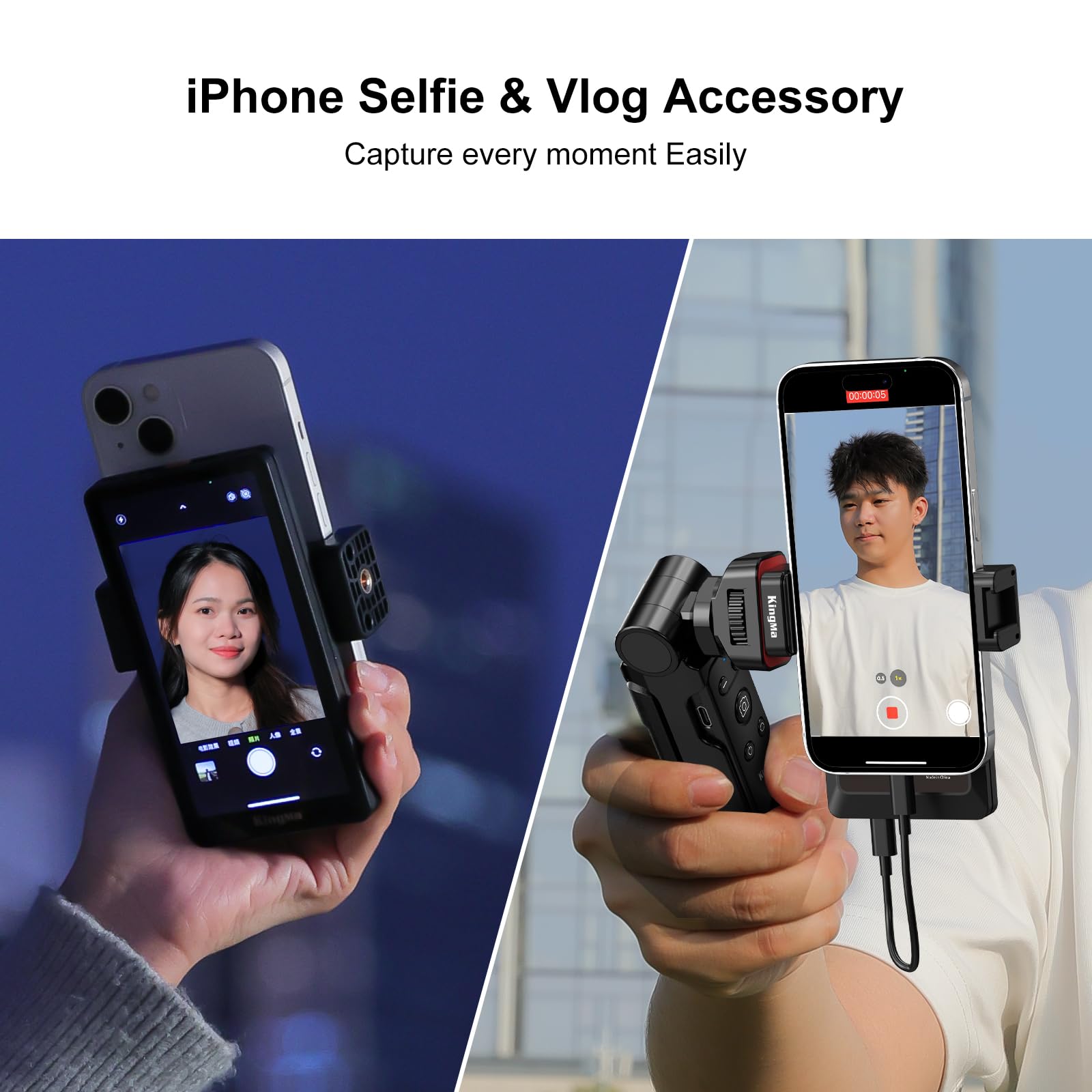 Newmowa 4.95" Teléfono Vlog Selfie Monitor Pantalla,Accesorio de Cámara Trasera del Teléfono para Teleprompter LiveStream Selfie Vlog TikTok,Compatible con iPhone(Soporta 4K 30fps Grabación con Cable)
