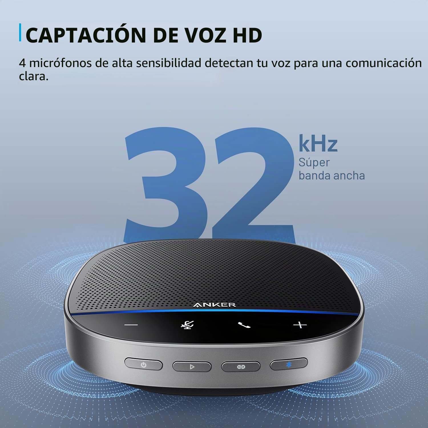 Anker PowerConf S500 - Altavoz de Conferencia con Certificación de Zoom, Altavoz Bluetooth USB-C para Llamadas y Conferencias, Micrófonos para Grabación de Voz Inteligente, Color Negro