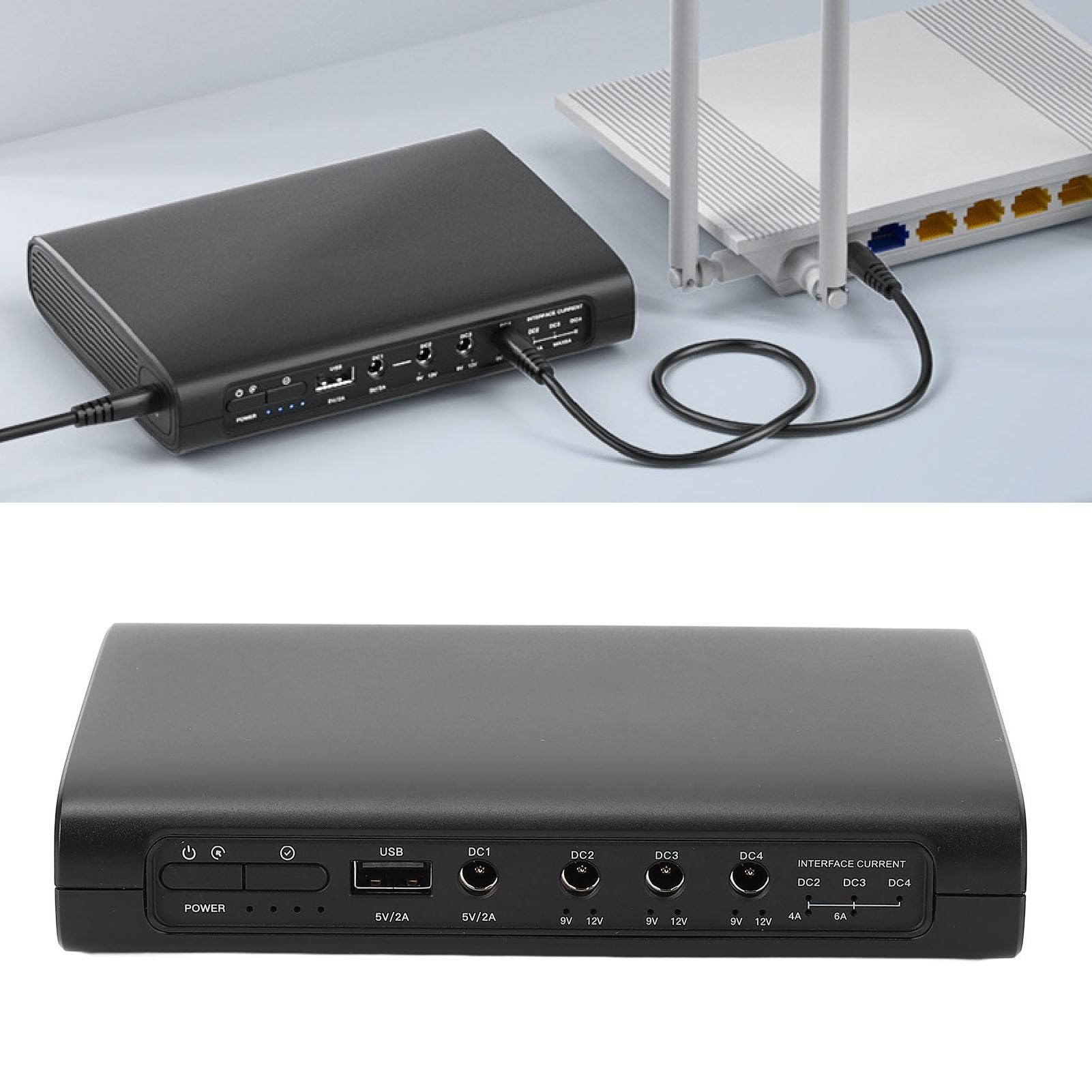 Mini Fuente de Alimentación Ininterrumpida de UPS, Fuente de Alimentación de Emergencia de 20000mAh para Enrutador, Módem, Cámara de Seguridad (Enchufe Europeo 100-240 V)