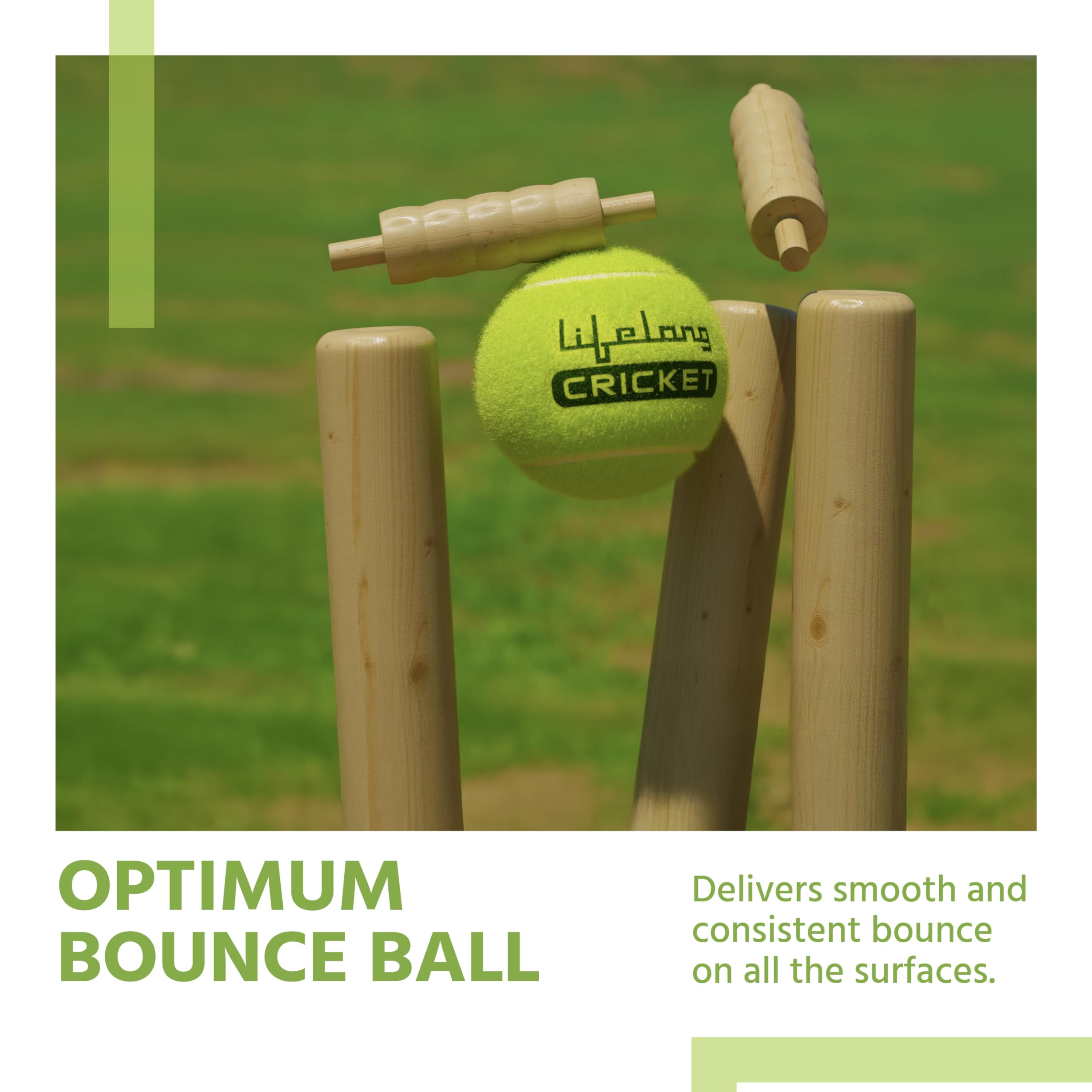 Lifelong Rubber Soft Cricket Tennis Ball | Green Tennis Ball for Cricket Tournament | Durable Lawn Play Soft Balls (Set of 3) 3