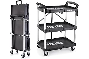 Olympia Tools 85-188 Pack-n-Roll Folding Collapsible Service Cart, 3-Tier 330-Pound Capacity