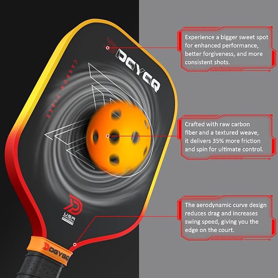 DGYGQ Pickleball Paddles with Polypropylene Honeycomb Core, T700SC Power Carbon Fiber Pickleball Paddle, Increased Power for Ultimate Spin & Consistency