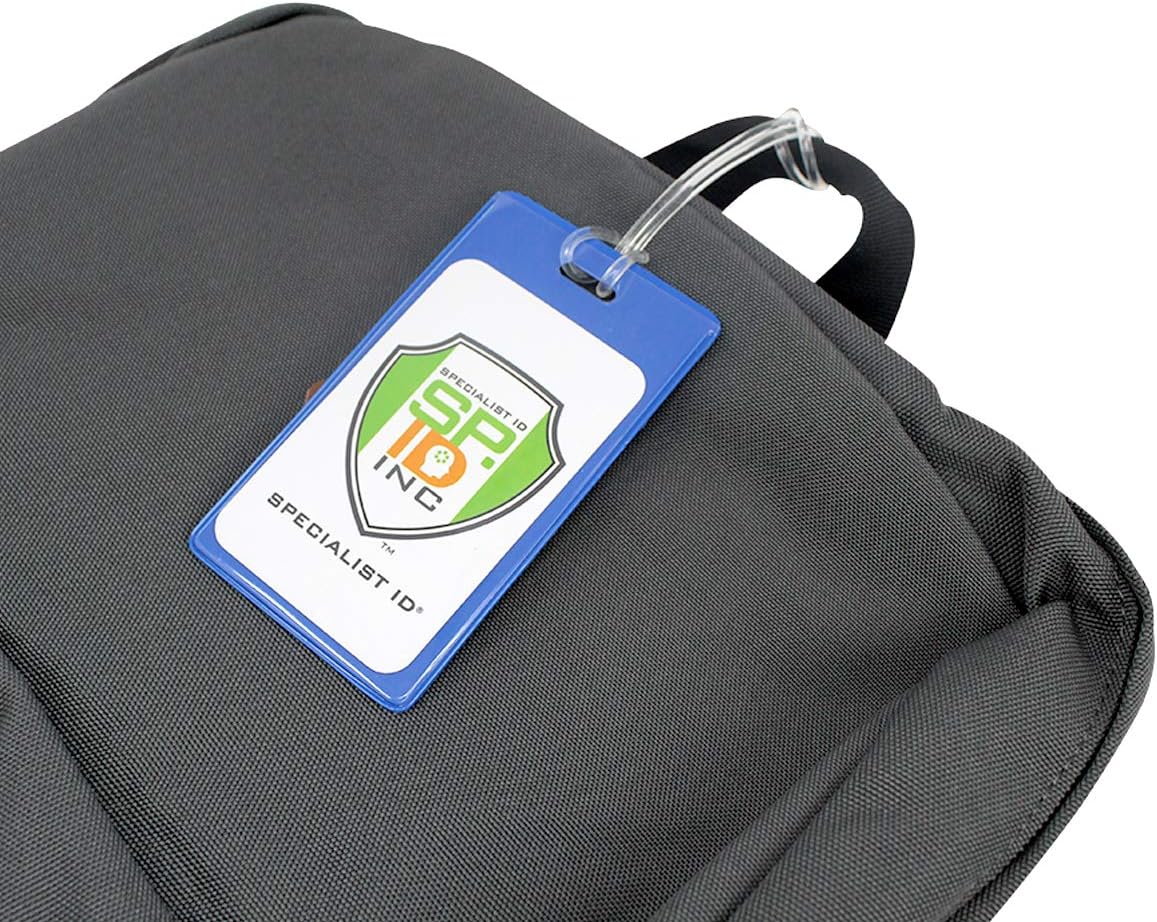 5 Pack - Slim and Sturdy Flexible Backpack & Airline Luggage ID Bag Tags - Business Card Holders - with Secure Plastic Worm Loop Straps by Specialist ID - Image 5