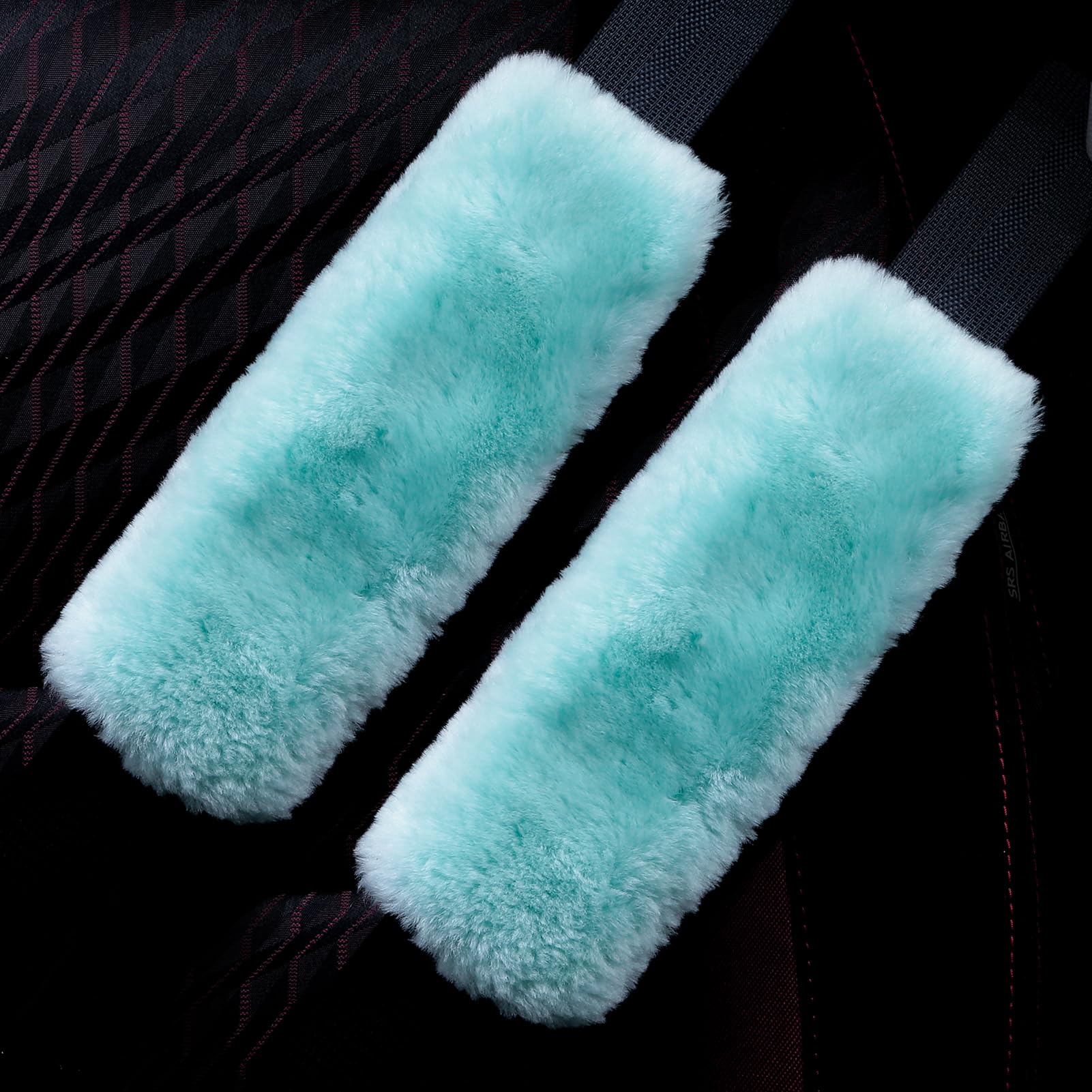 OGLAND 2 Pack Sheepskin Car Seat Belt Cover Pads | Wool Seatbelt Cushions