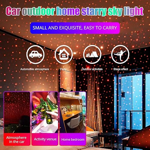 Miniatura 2 de HONLEEX - Proyector USB de luz nocturna para techo, LED, compacto, rojo, paquete de 1