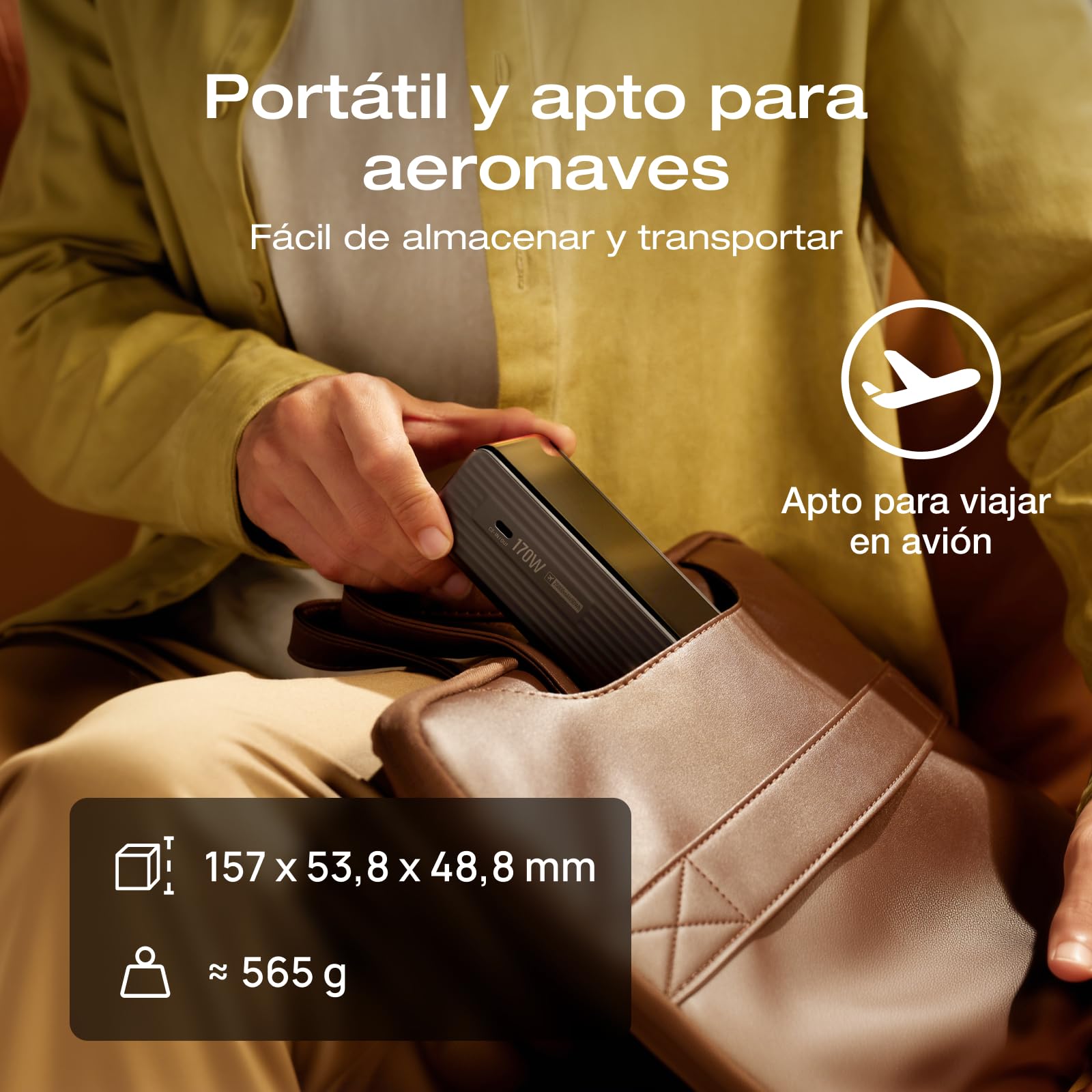 EcoFlow Powerbank 25000mAh 170W con Dos Puertos USB-C de 140W, Batería Externa Cargador Portátil 4 Puertos Laptop Power Bank para iPhone 17/16/15, MacBook, Samsung, iPad, Negro