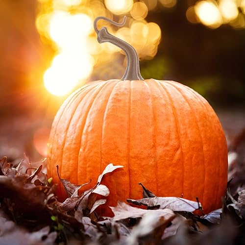 Miniatura 2 de VOSAREA 40 tallos de calabaza de Halloween, cabezas de calabaza de plástico, mango de calabaza, cosecha, suministros de calabaza para Halloween,