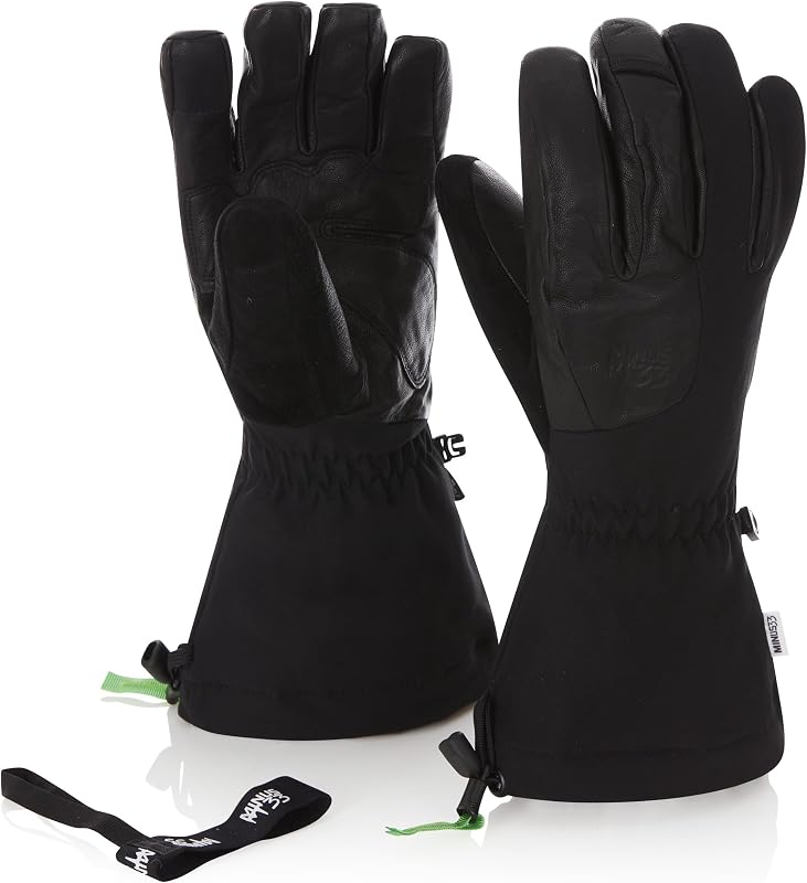 Guante de esquí de cuero - Guantes de invierno cálidos y transpirables para deportes de nieve - Aislamiento de lana - Guantes de snowboard clásicos