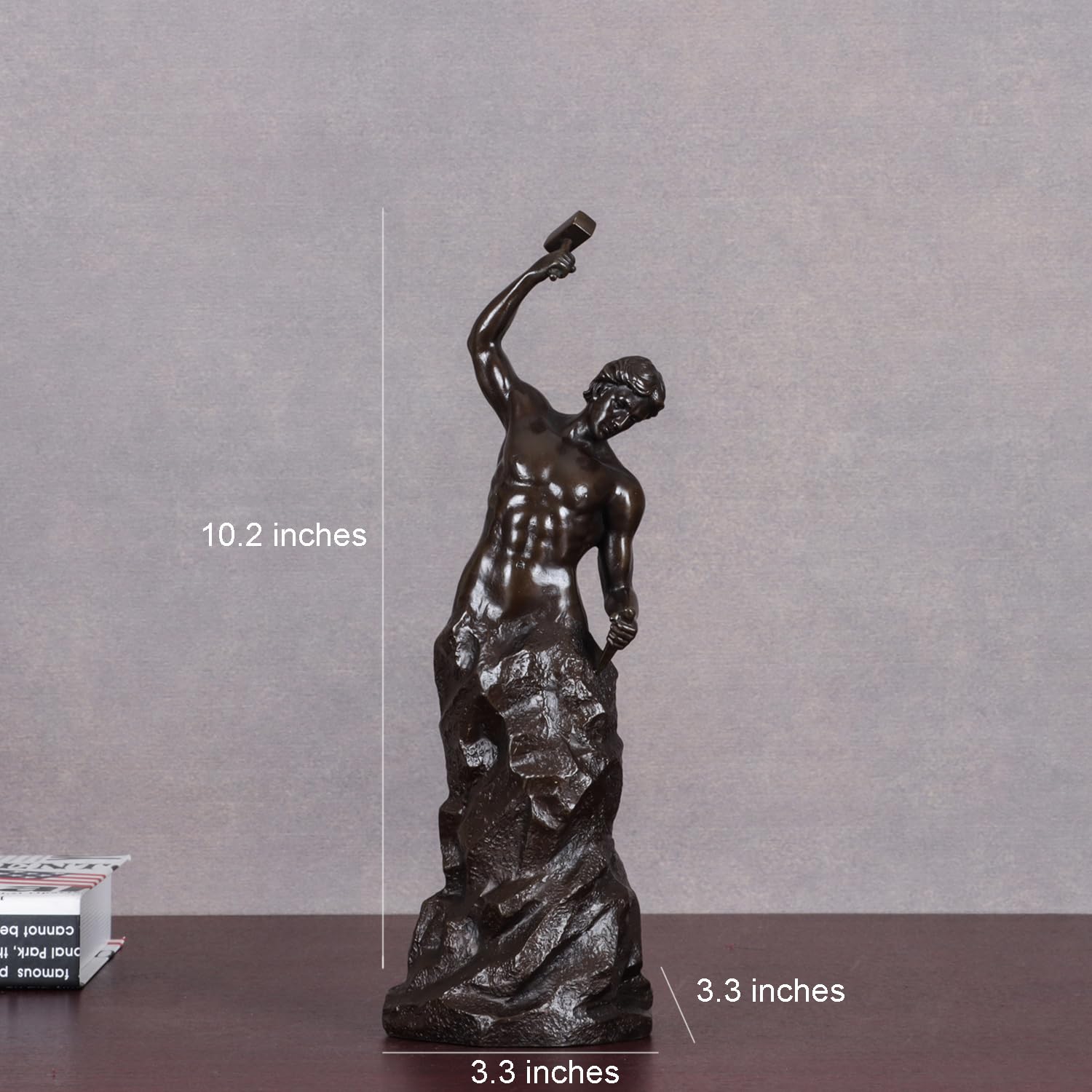 Bronzefarbene Statue für Männer, abstrakte, inspirierende Skulptur, wunderschöne Dekoration für Zuhause, Büro, 26 cm