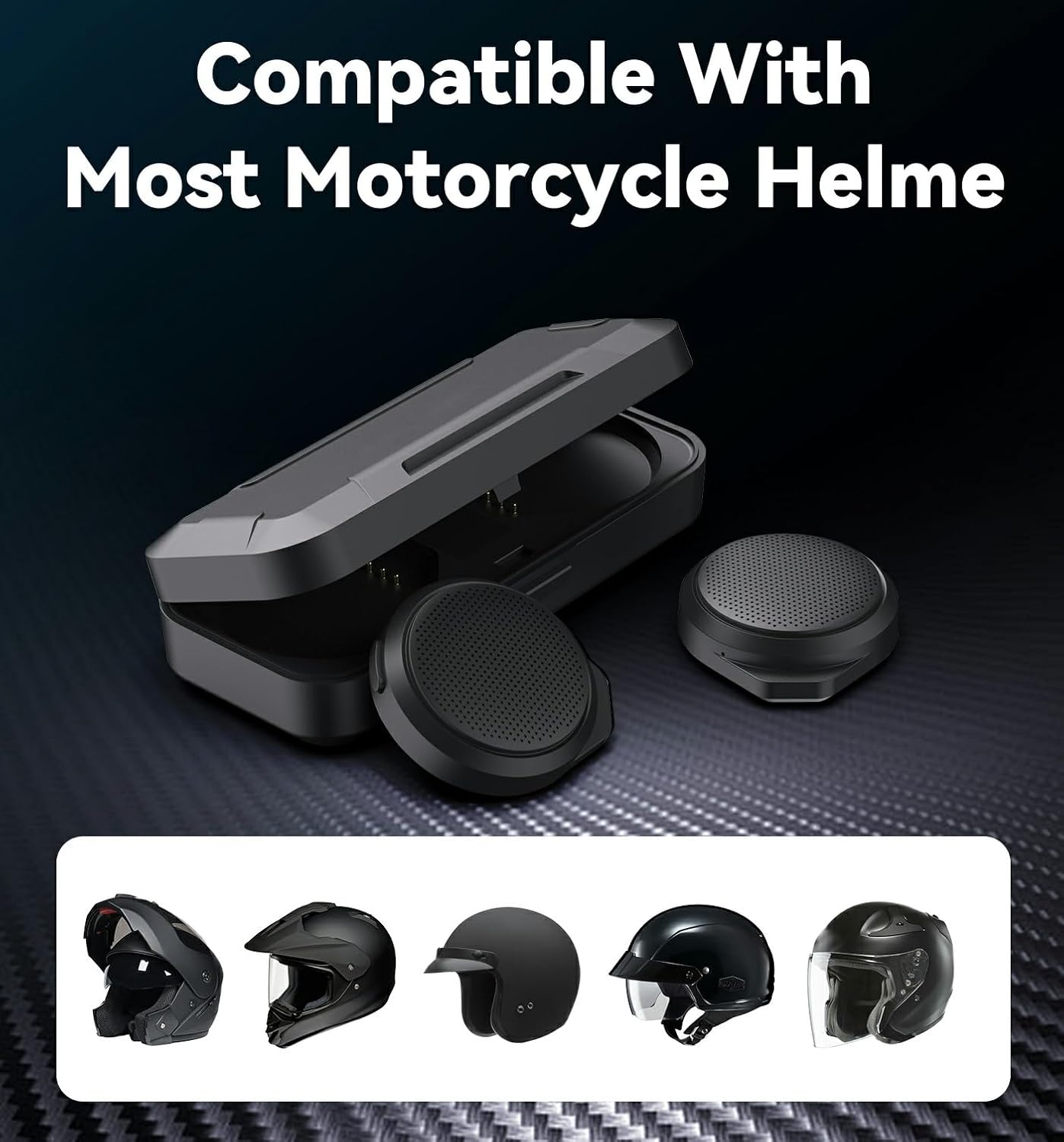 Contents of the Careud H360 package including headset speakers, remote control, charging case, USB-C cable, and velcro pads.