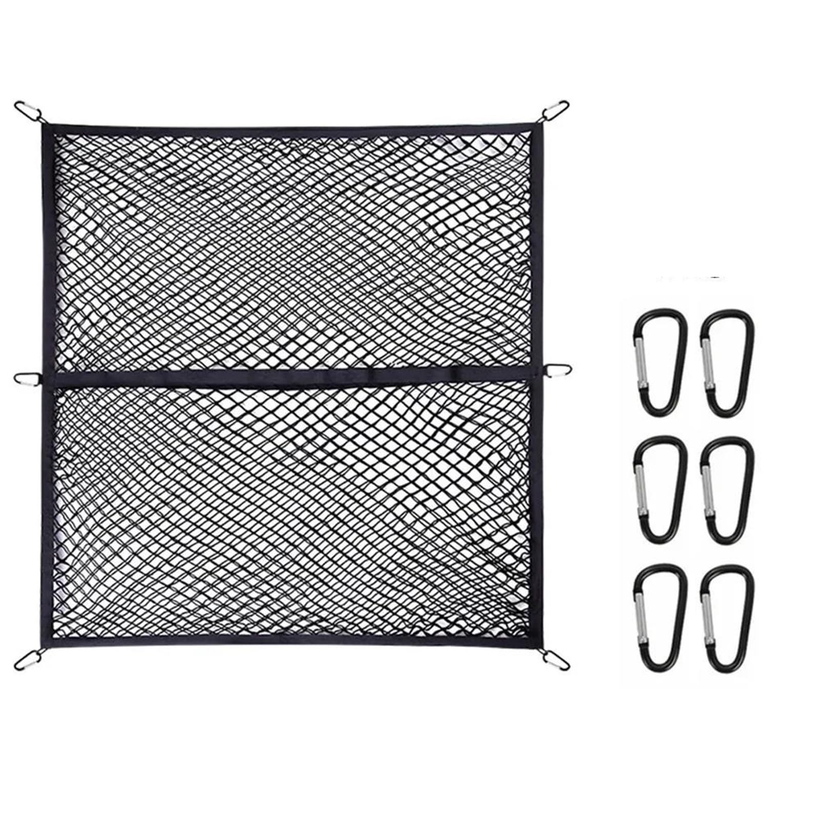 Reti per Auto Rete Elastica Carichi Pesanti da 1,2 * 1,2 M per Camioncino per Bagagliaio Antiscivolo per Auto Campeggio Deposito Bagagli Attrezzi Rete Portaoggetti Auto(Doppio Strato)