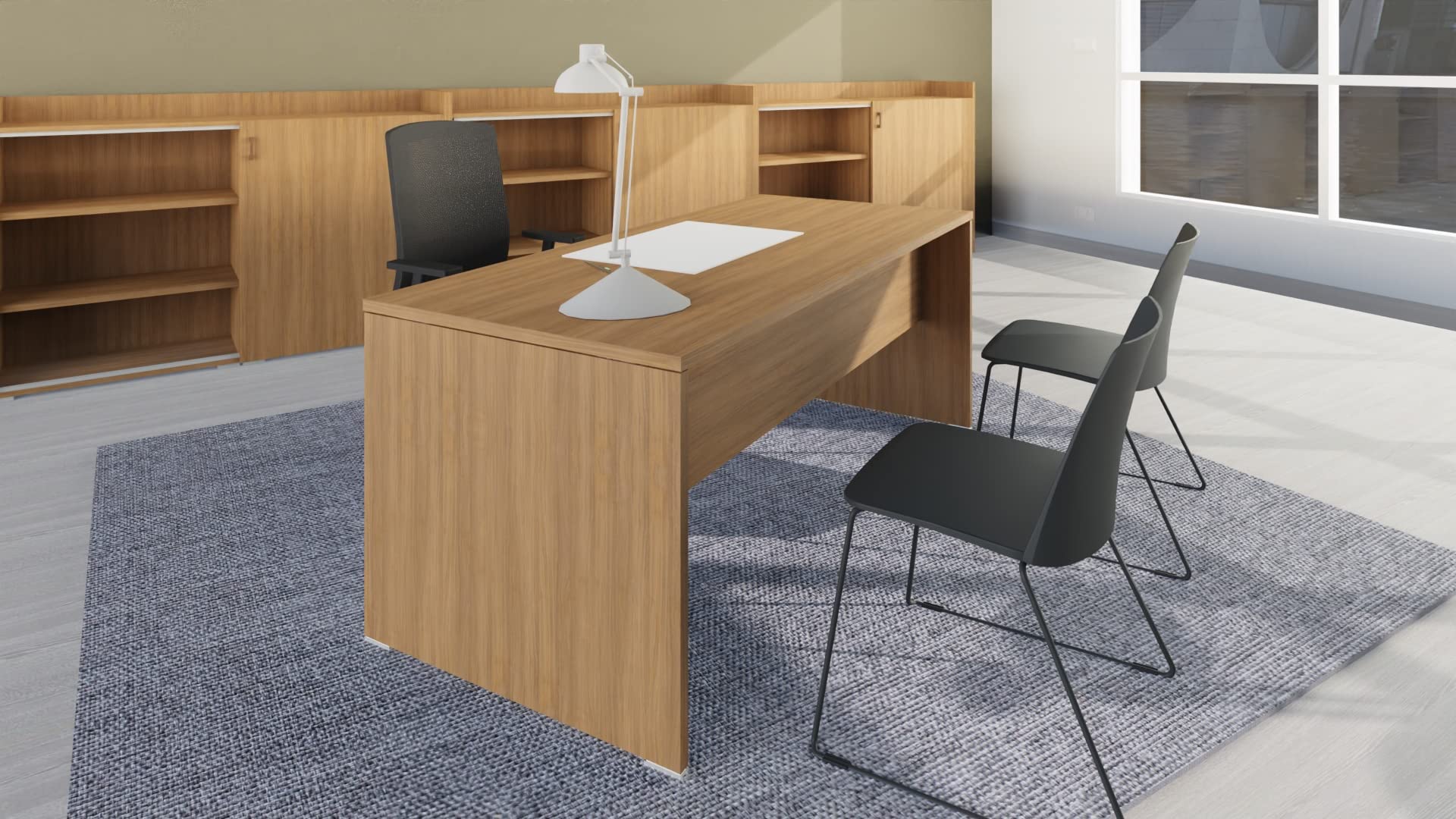 FBasic Scrivania Operativa in legno - Colore Bianco - 140x80x74