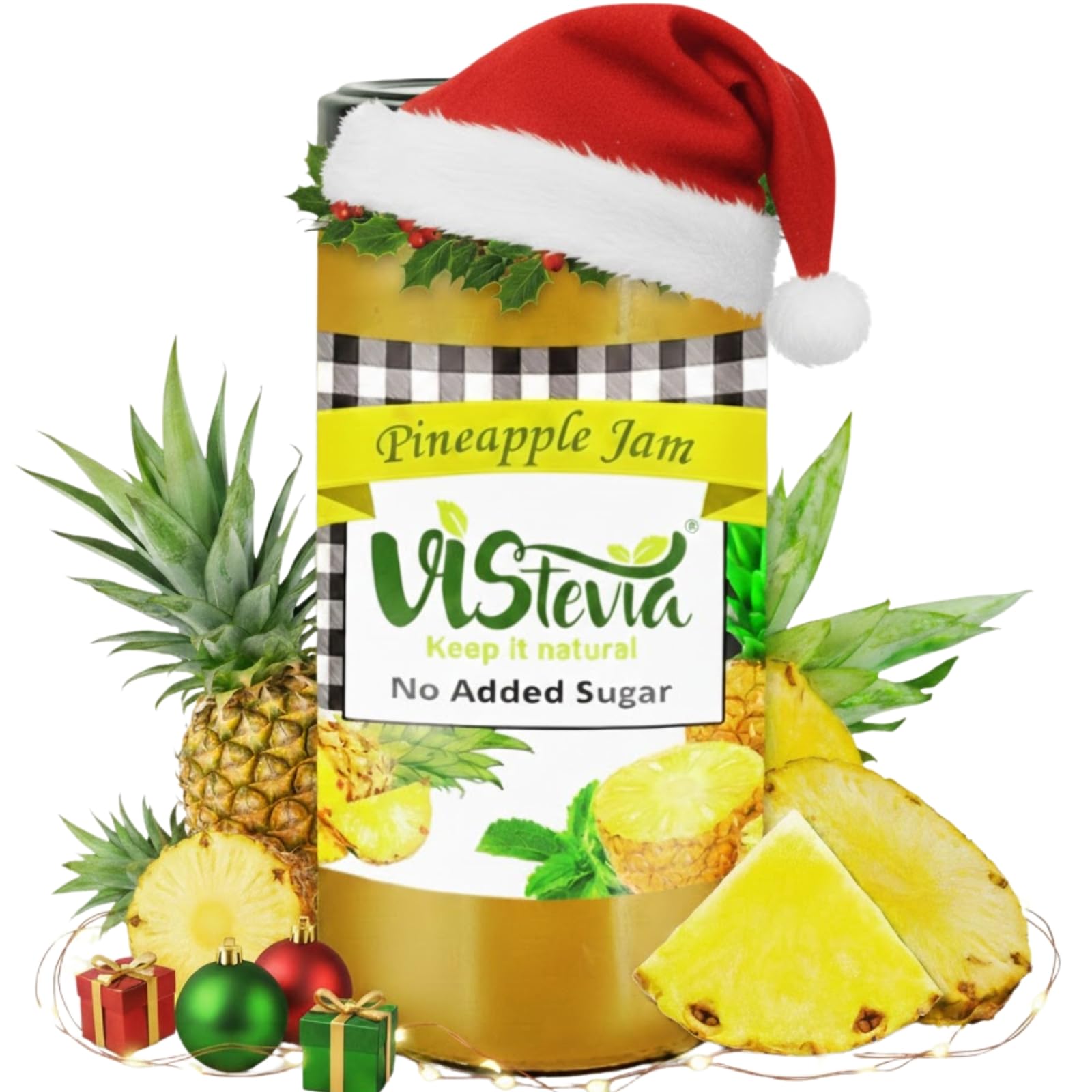 Vistevia Sugar Free Pineapple Jam, Diabetic and Keto Friendly - Sweetened Naturally with Stevia, More Than 60% Pineapple Content - Tastes Delicious - Pack of 1 (420GM)