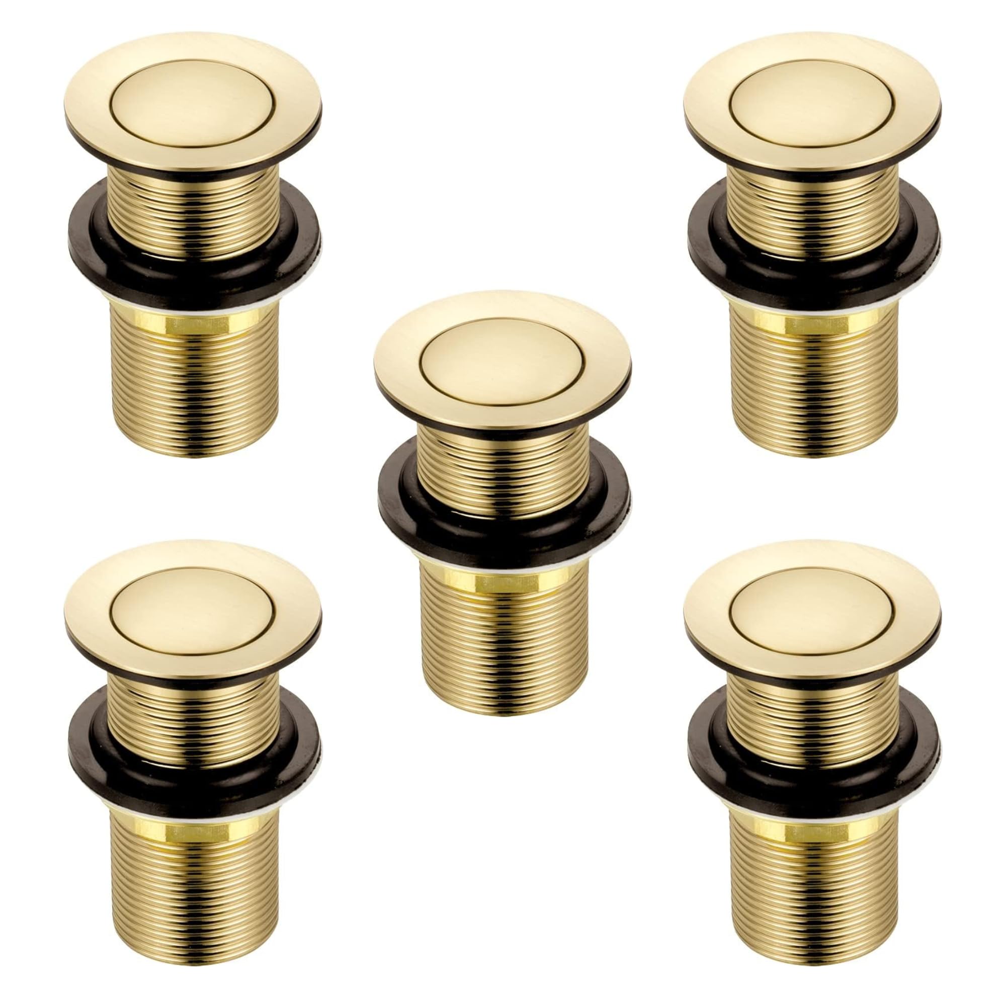 Xcel Home Brushed Gold Standard 5X Brushed Gold Unslotted Basin Waste | Click Clack Replacement Pop Up Brass Polished Bathroom Sink Plug