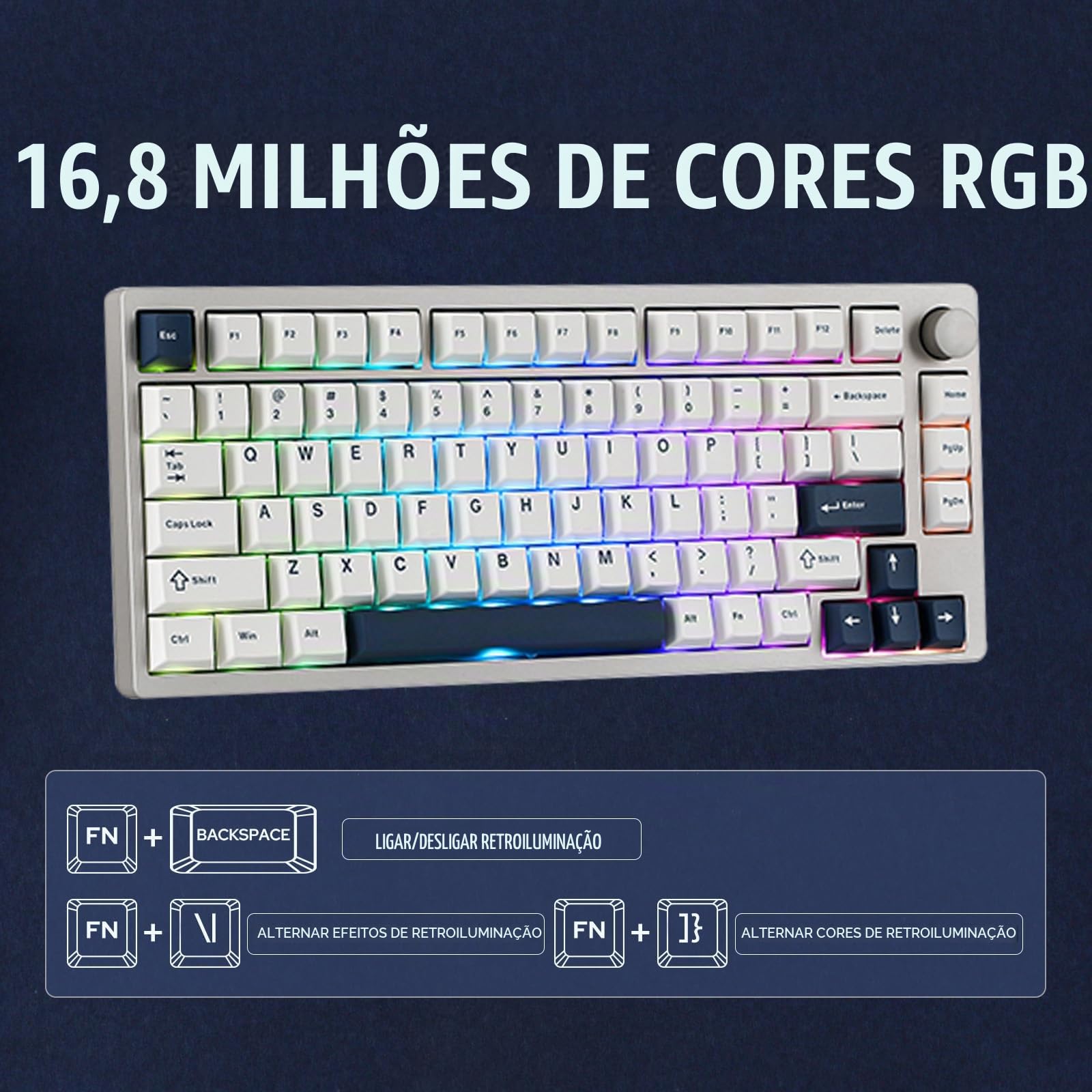 EPOMAKER P75 US配列 メカニカルキーボード EPOMAKER Teclado mecânico de alumínio sem fio P75, BT 5.0/2.4GHz