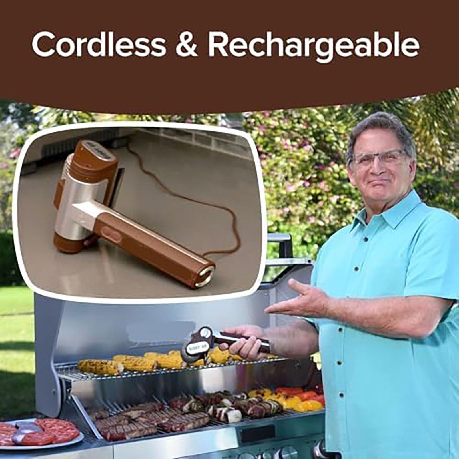 Cepillo Eléctrico para Parrilla, Limpiador Recargable, Cabezal de Acero Inoxidable 304, 350 RPM, Batería de 2600 Mah, Limpiador de Parrilla Exterior para Barbacoas, Parrillas Exteriores