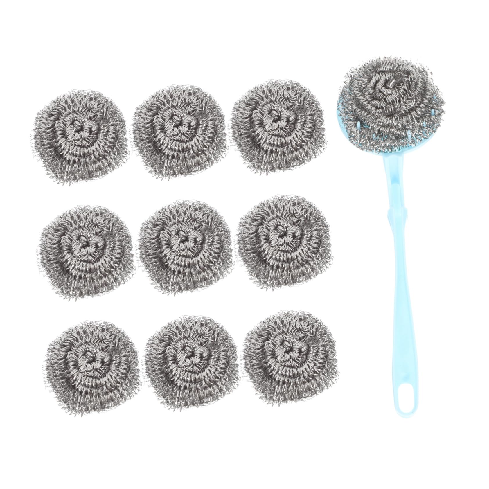 HEALLILY Grill Stone Cleaning Block Pan Cleaning Brush Dish Scourer Stainless Steel Scrubber Wire Ball Handle Random Color