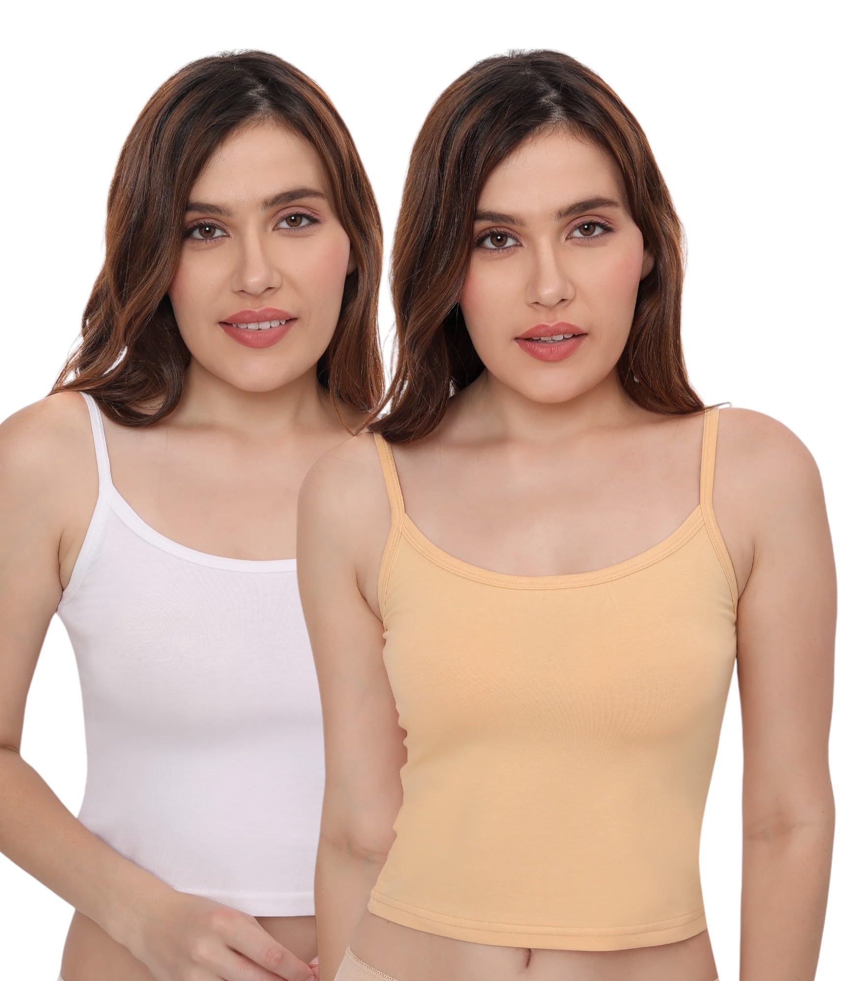 Women's Non Padded Cotton Short Slip Relaxed Fit Camisole(Pack Of 2)-image-29